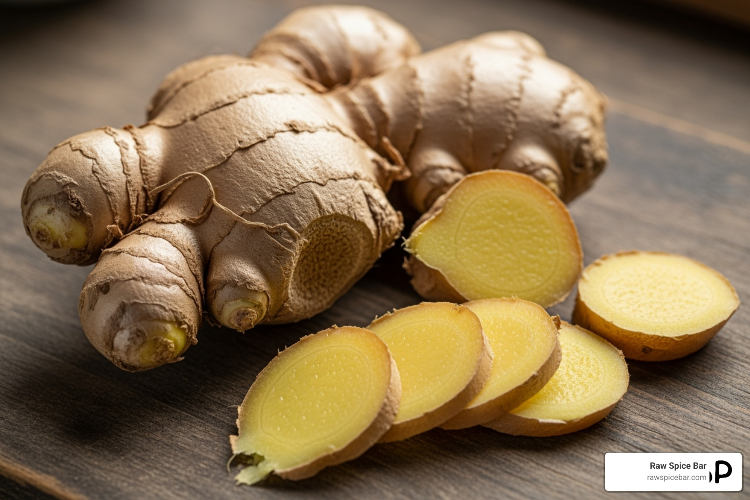 Fresh ginger root and sliced ginger - spices that are healthy for you