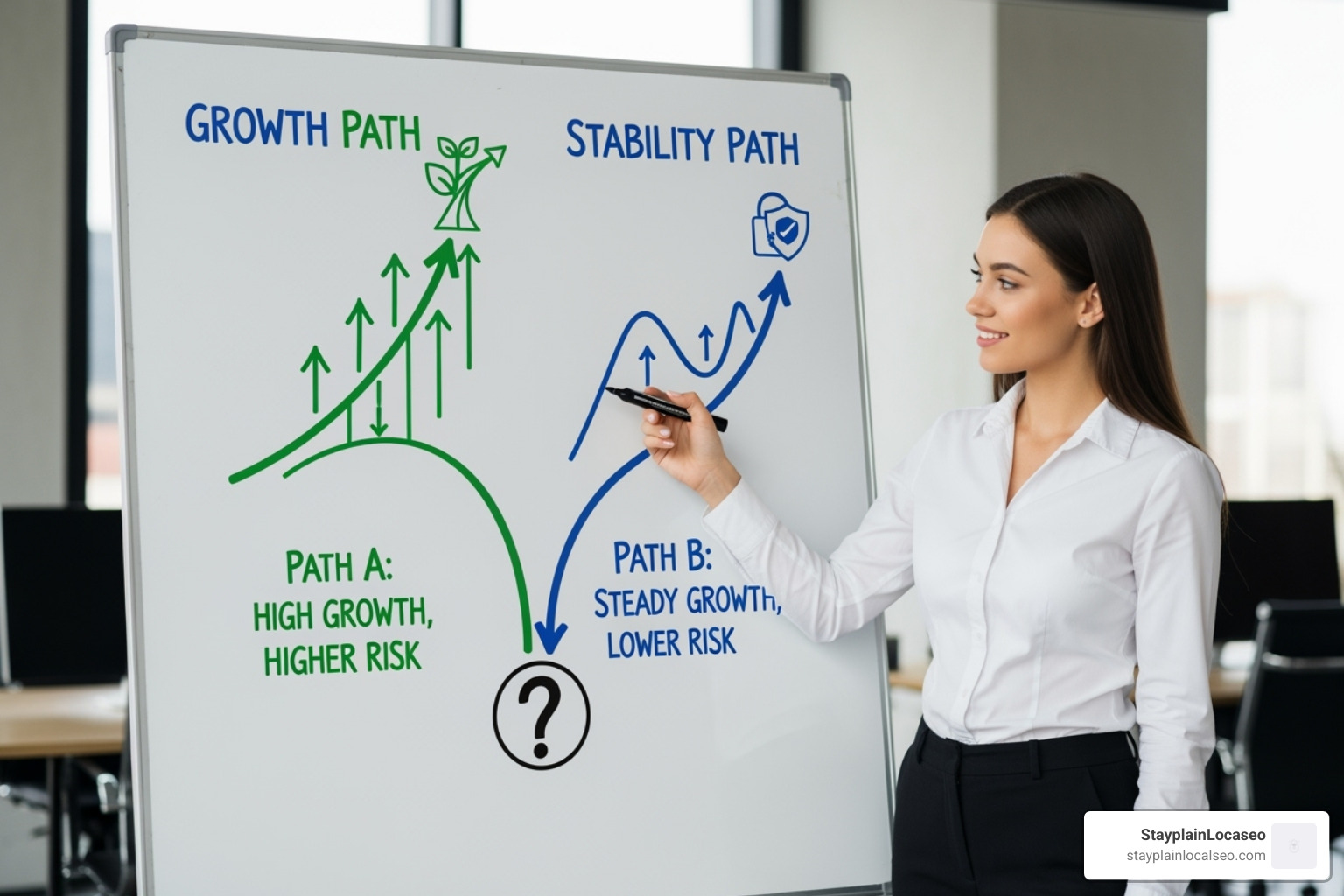A person comparing two financial paths on a whiteboard, illustrating the decision-making process for managing student loan debt - Student loan expert advice