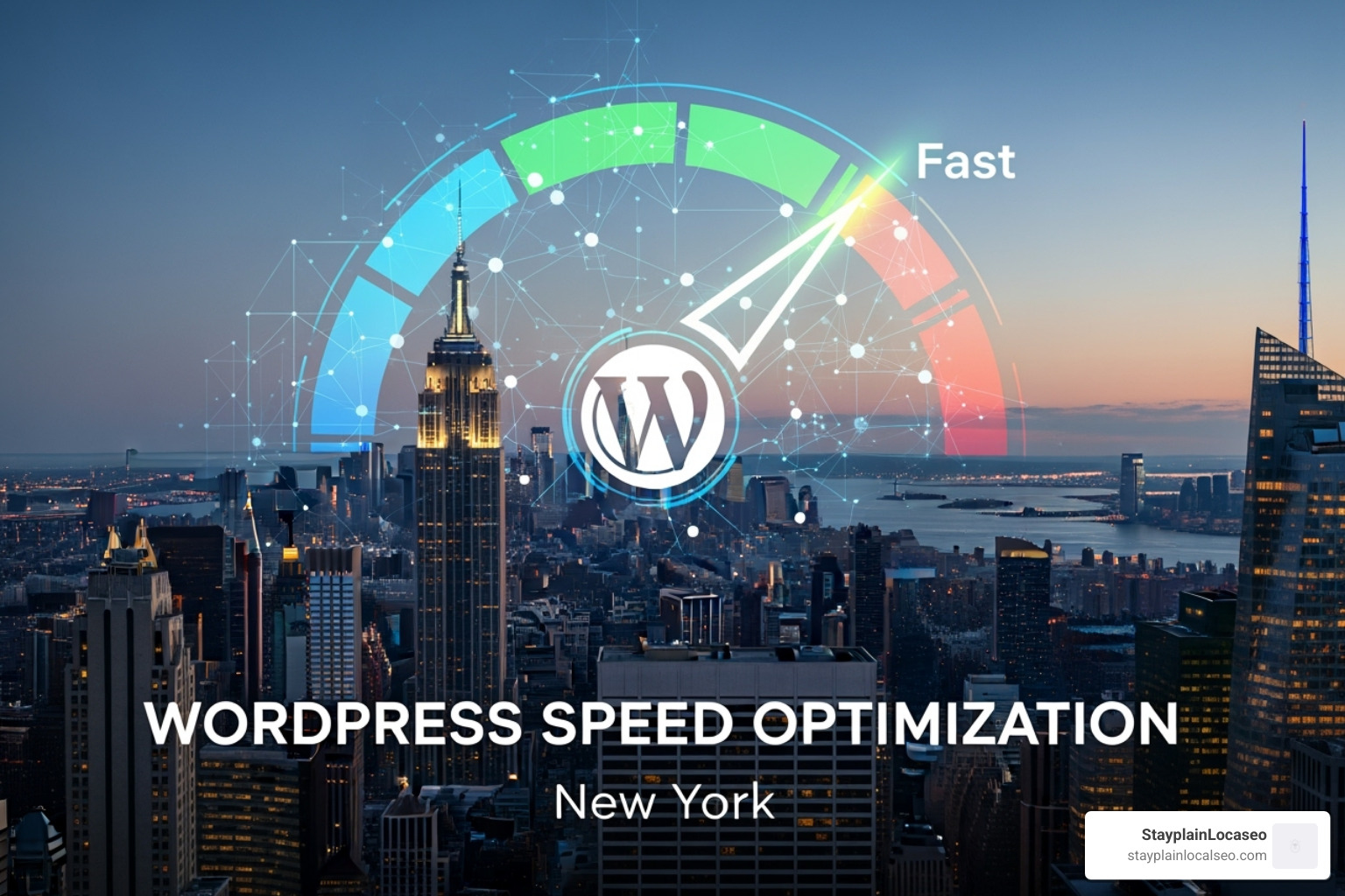illustrating server locations on a map of the US with a focus on the East Coast for NYC users - wordpress speed optimization service in new york