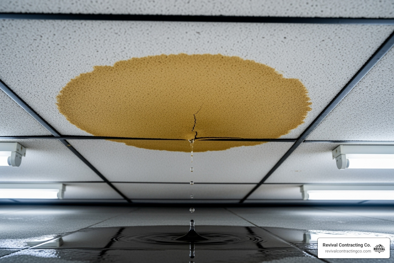 leaking commercial roof ceiling - Commercial roofing Canfield