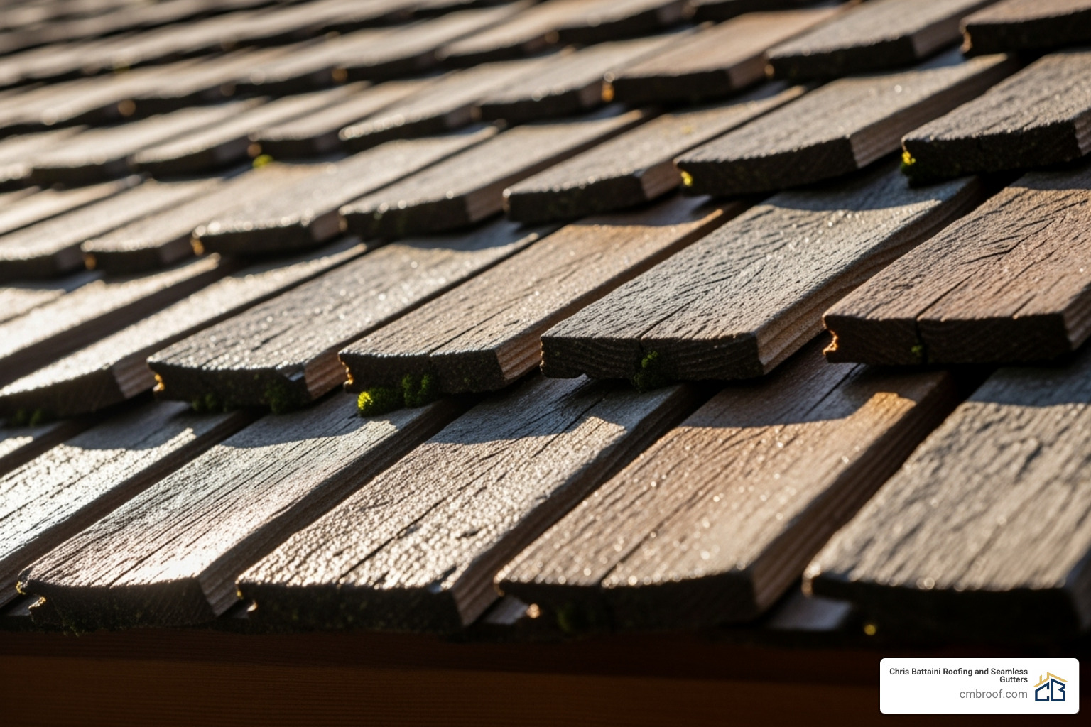a traditional, natural cedar shake roof showing its texture - roof shingles that look like cedar shakes
