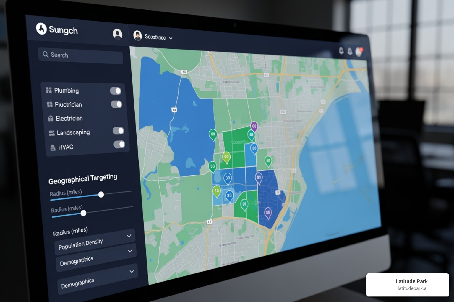 LSA dashboard interface for setting service areas - google local service ad