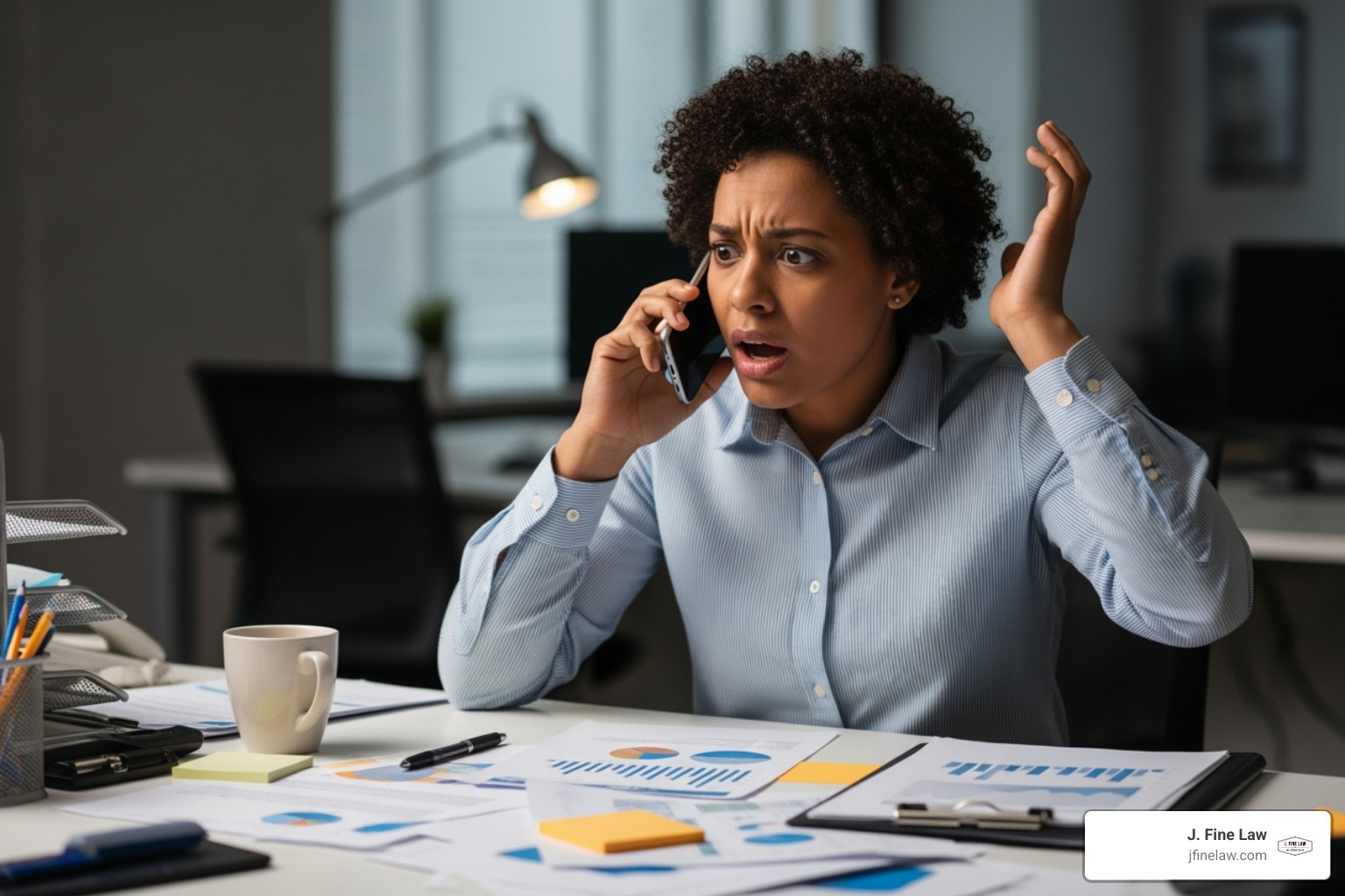 person looking stressed while on the phone with paperwork - auto accident lawyers in philadelphia