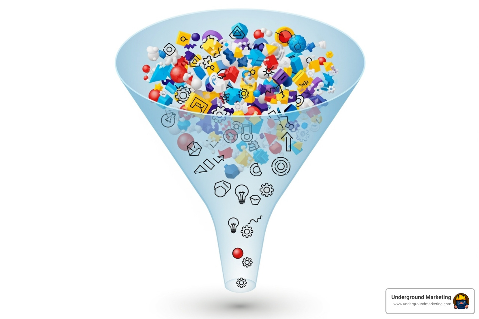 Visual funnel showing progression from broad short-tail keywords to highly specific long-tail keywords - seo keyword research services