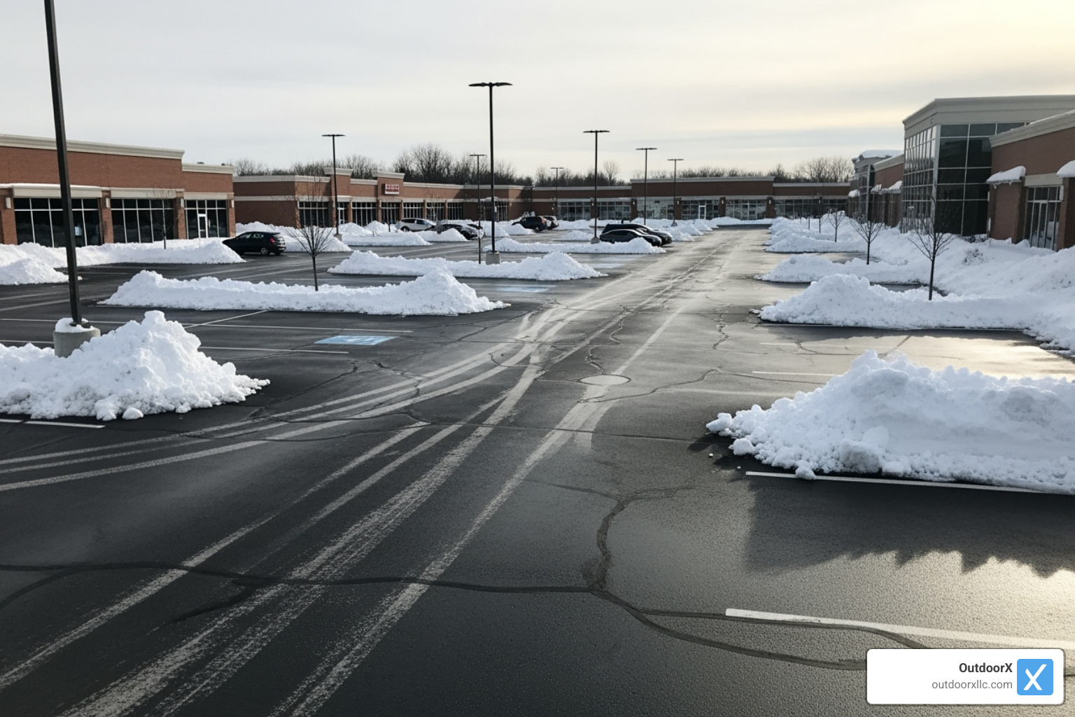 snow cleared commercial parking lot - Winter maintenance for businesses