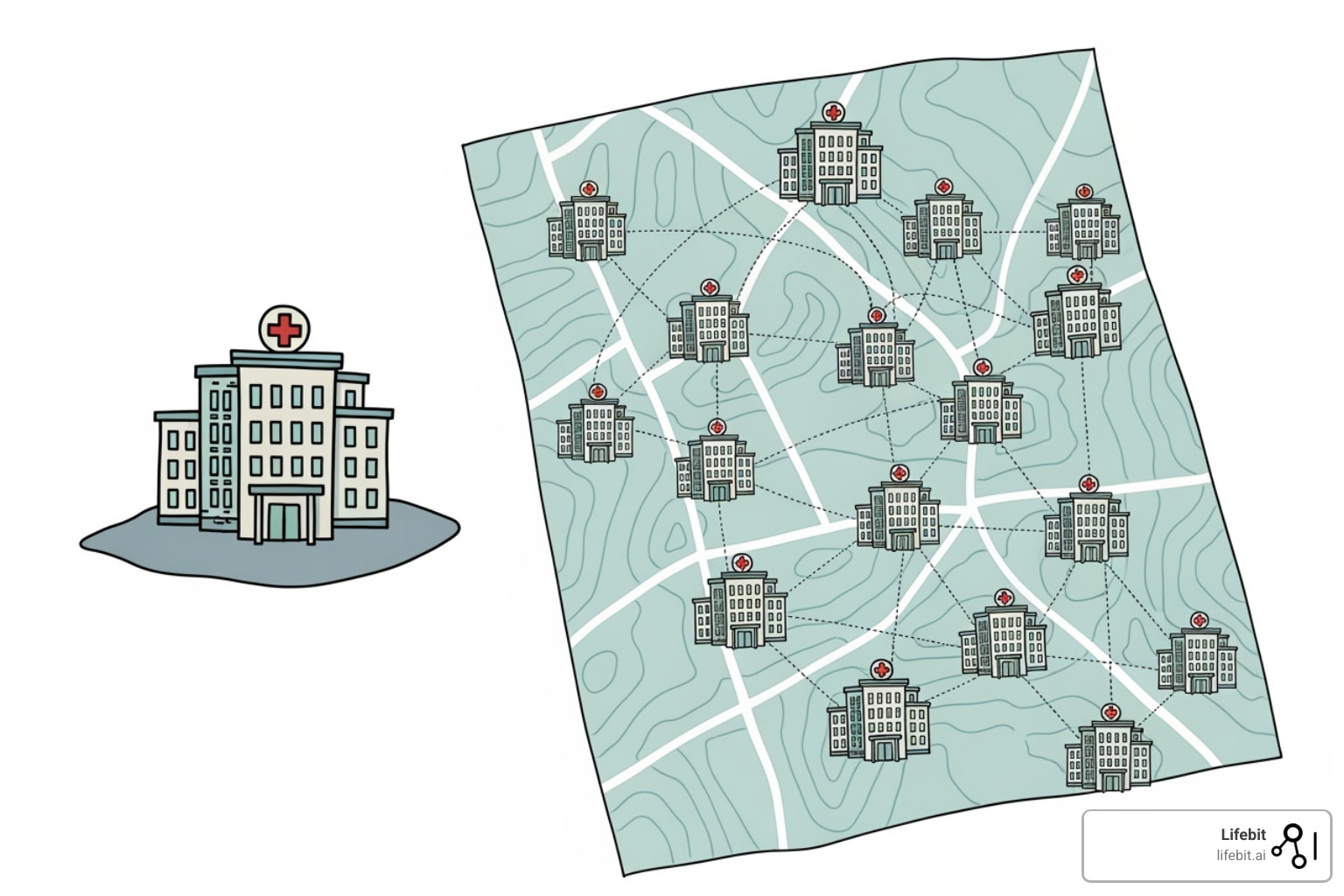 illustrating the difference between a single-hospital registry and a multi-location population registry - disease registries