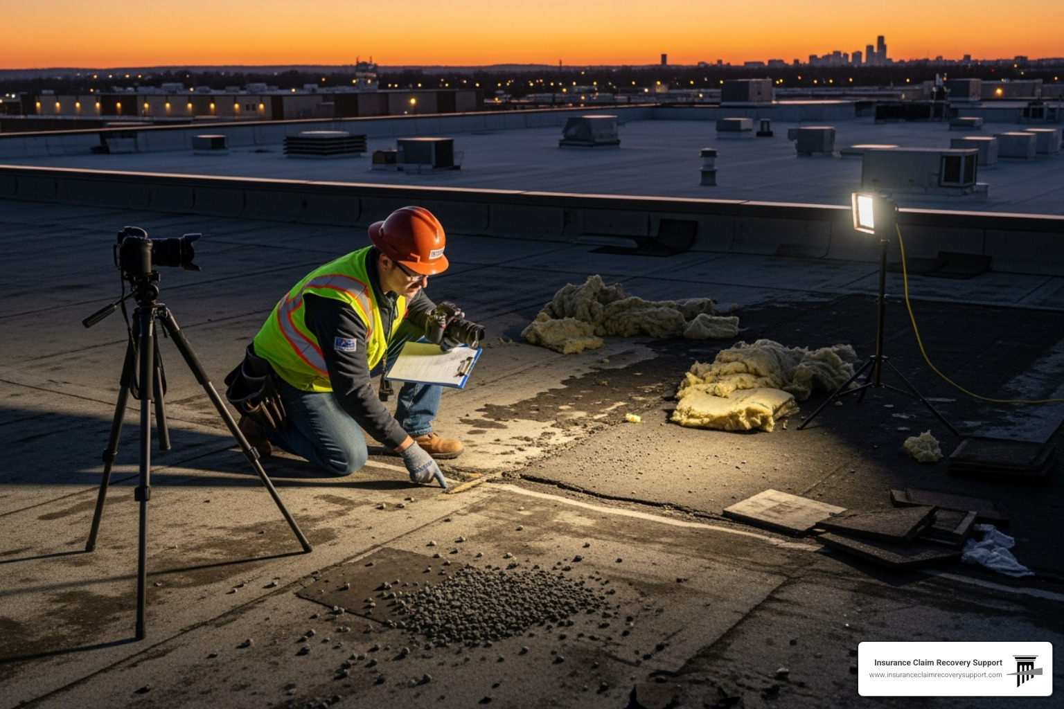 Public adjuster inspecting commercial roof - Waco public adjuster Public adjuster inspecting commercial roof - Waco public adjuster