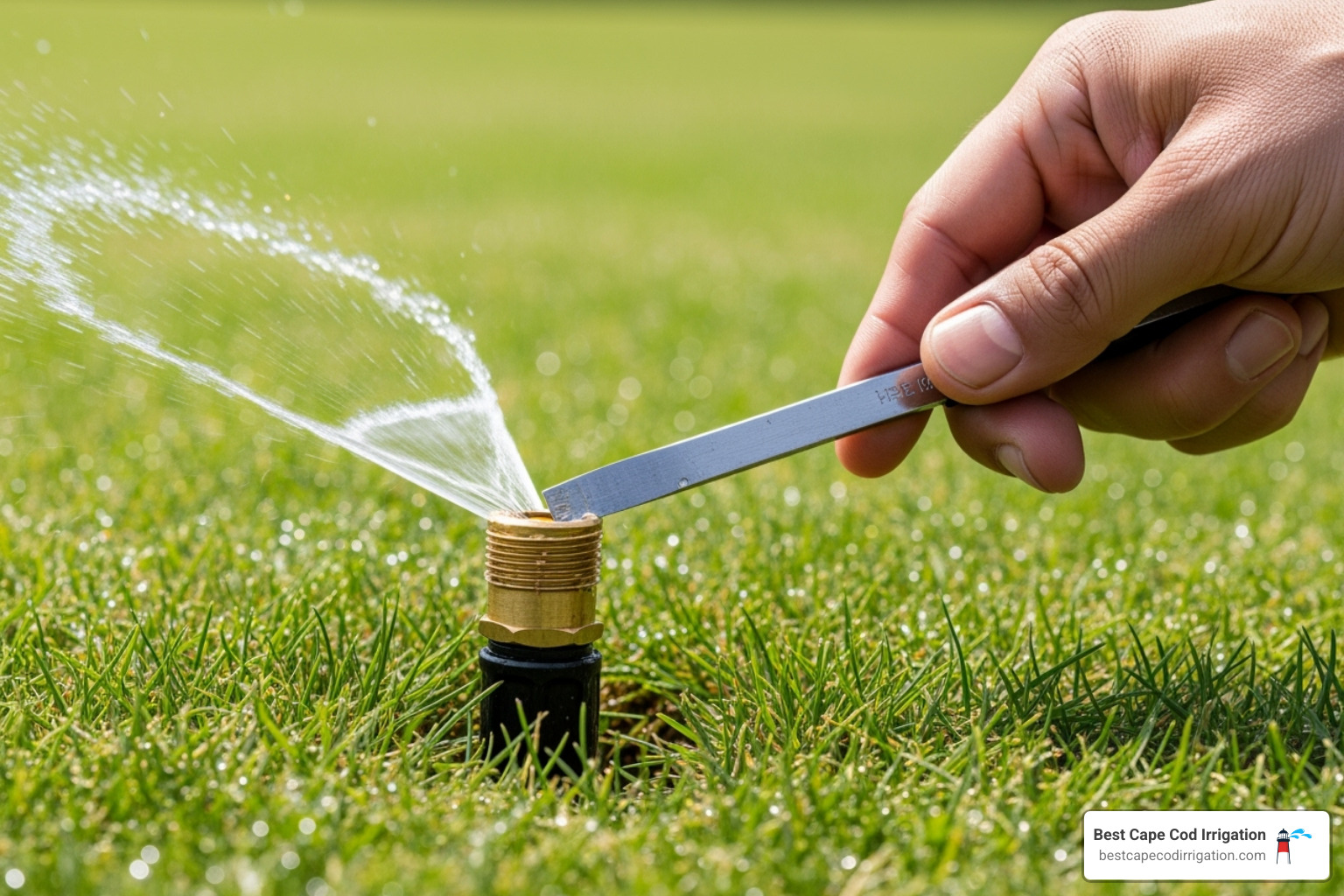 how to adjust a sprinkler nozzle with a small screwdriver - broken sprinkler head repair