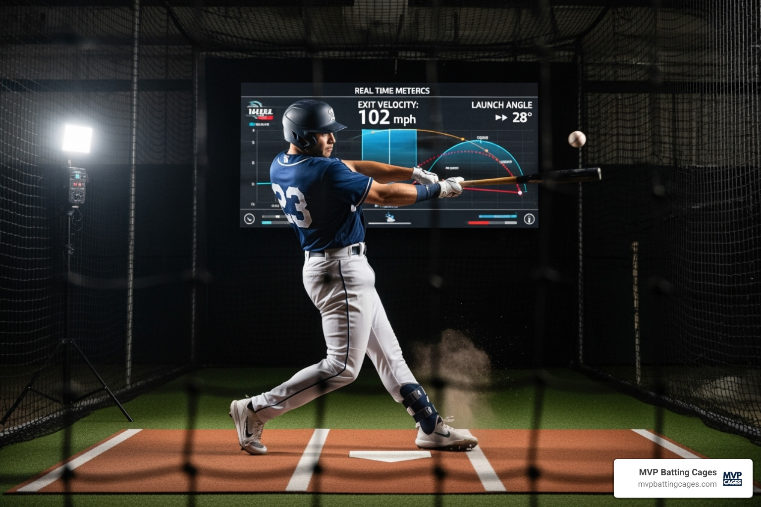 A batter's swing being analyzed on a HitTrax screen - hittrax league near me