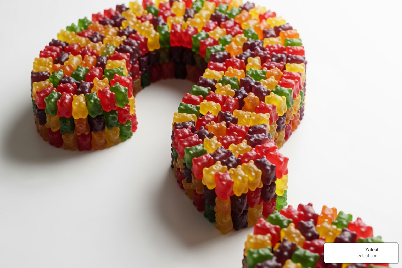 a question mark made out of small gummy bears - top THC gummies
