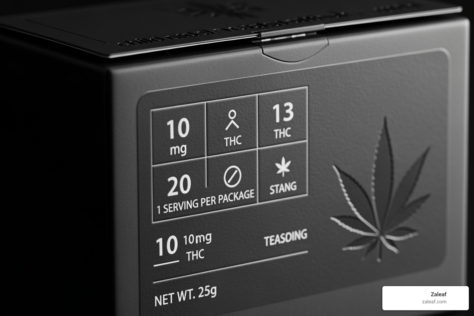 A labeled edible package showing THC mg content, serving size, and other relevant information clearly marked - cannabis edibles 101