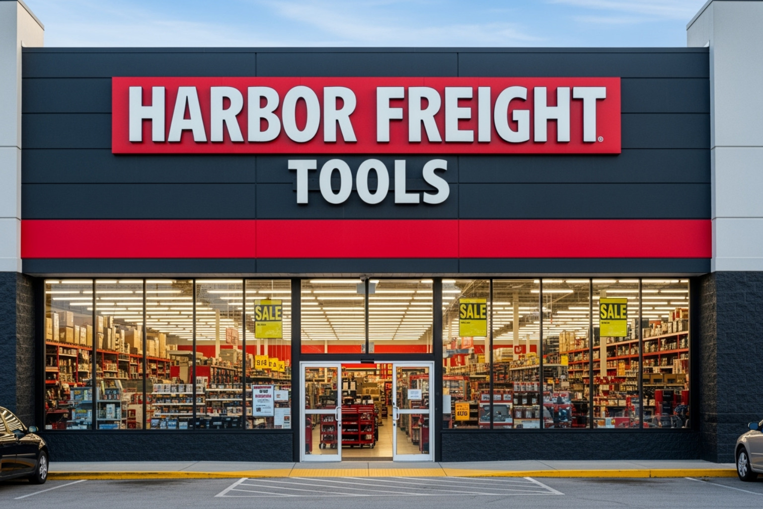 iconic red and black Harbor Freight storefront - harbor freight