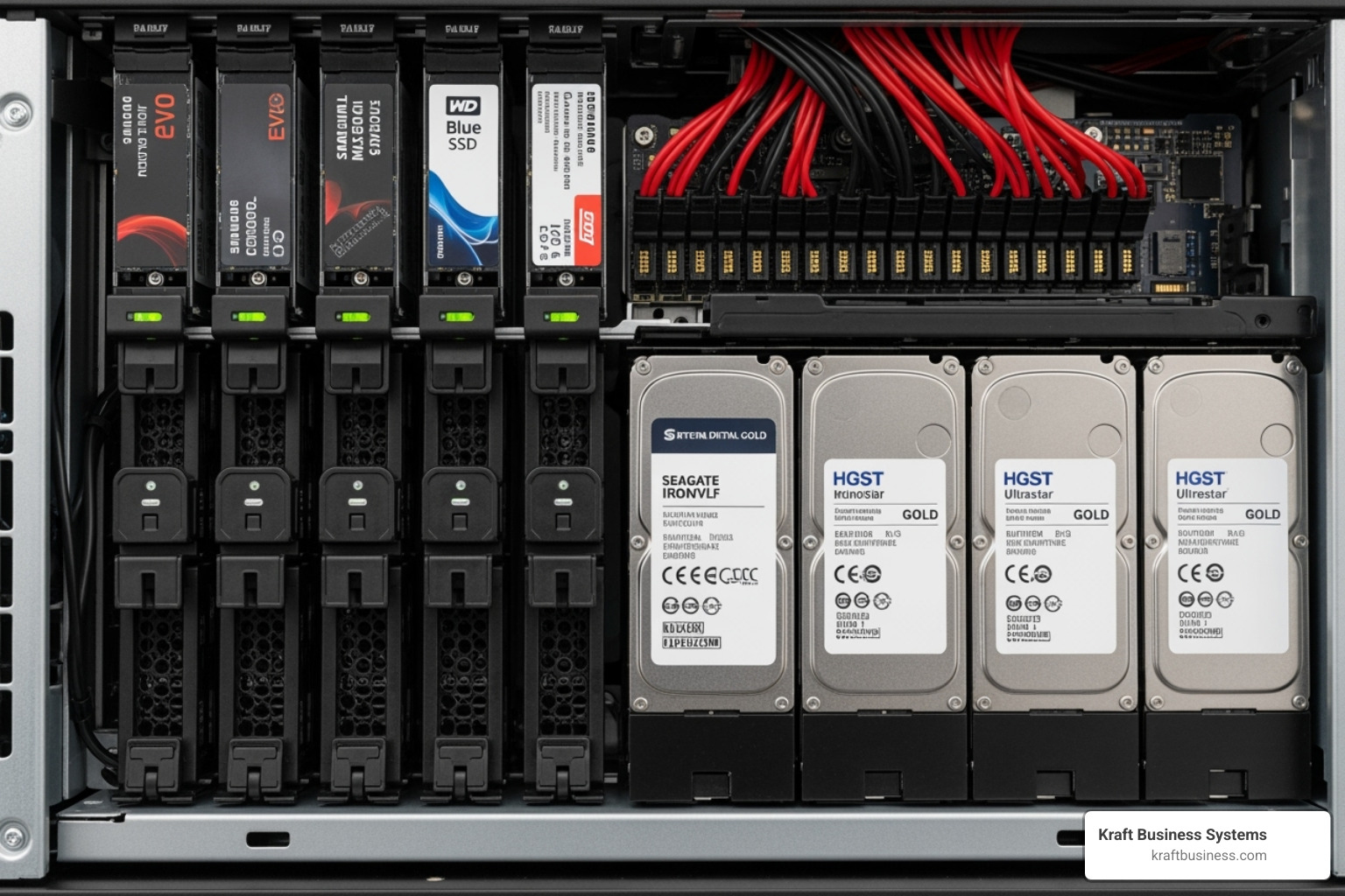 Server internal drive bays with SSDs and HDDs - do small business servers need raid 5