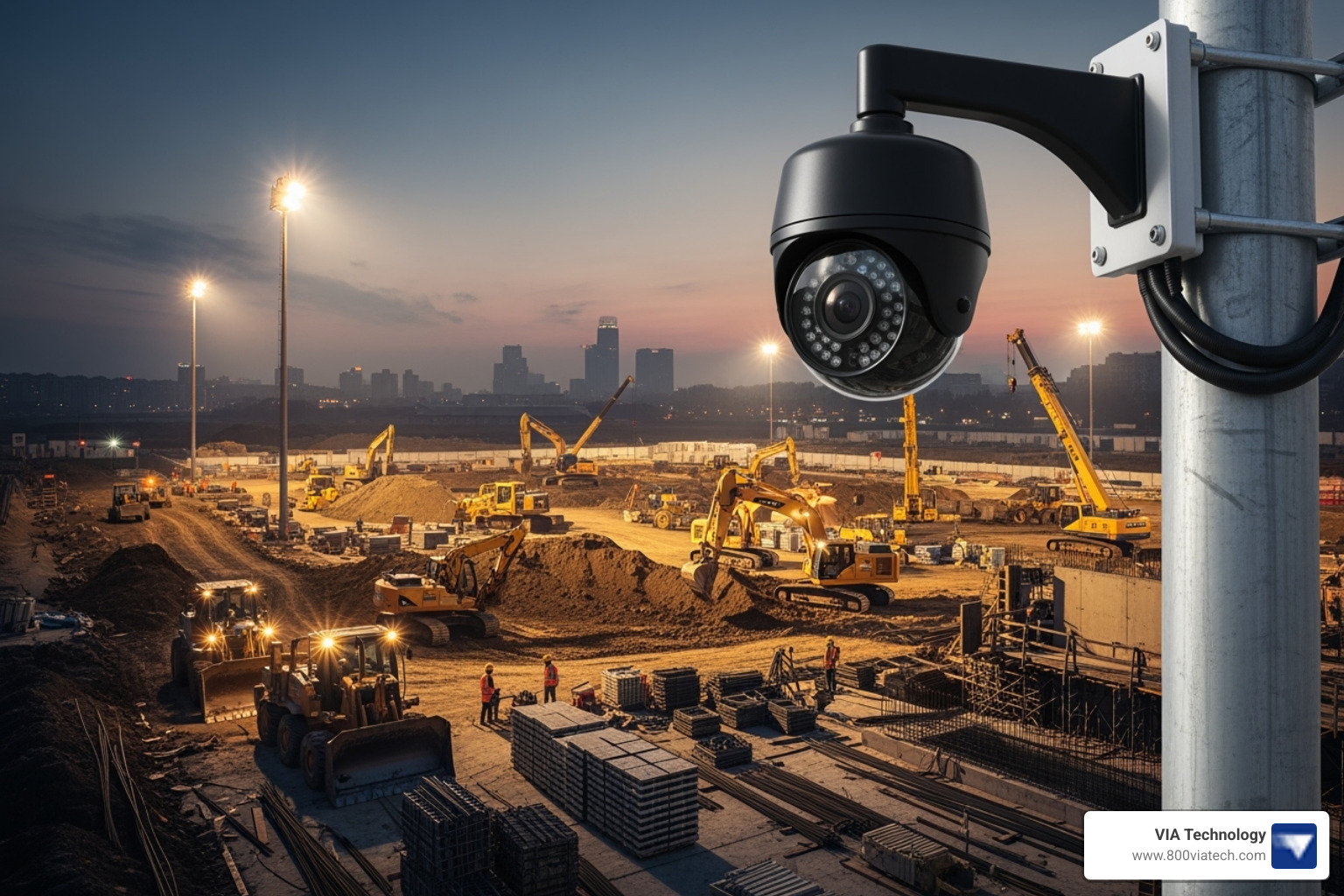 CCTV camera monitoring a large construction site - cctv surveillance cameras