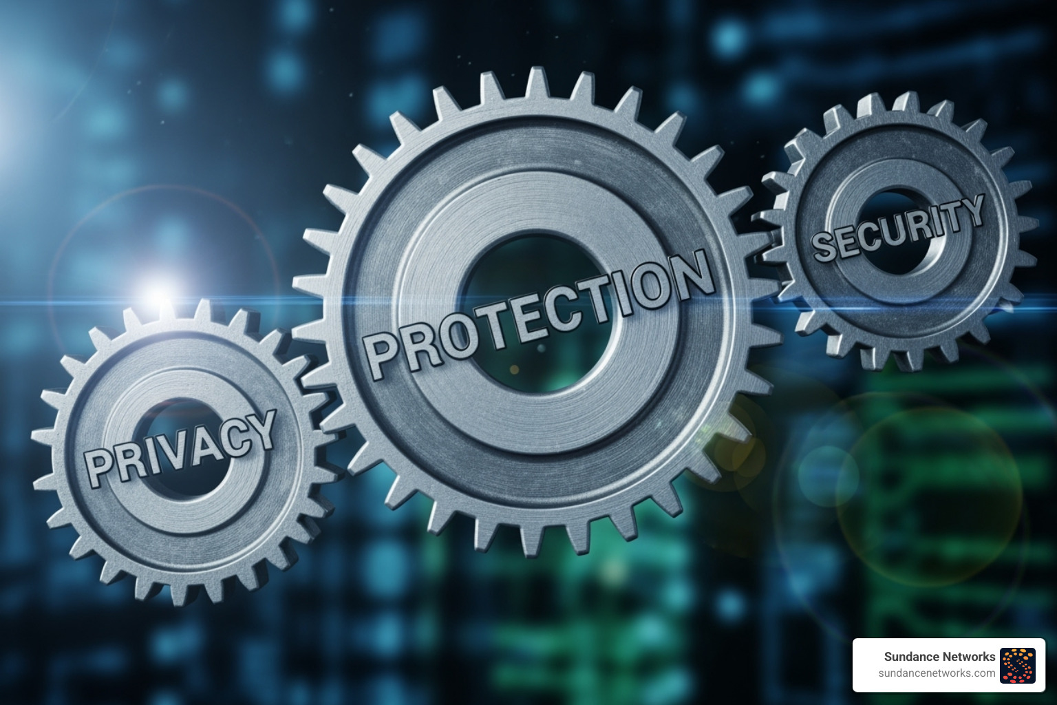 Image of three interlocking gears labeled Protection, Privacy, and Security - Data protection strategies Image of three interlocking gears labeled Protection, Privacy, and Security - Data protection strategies