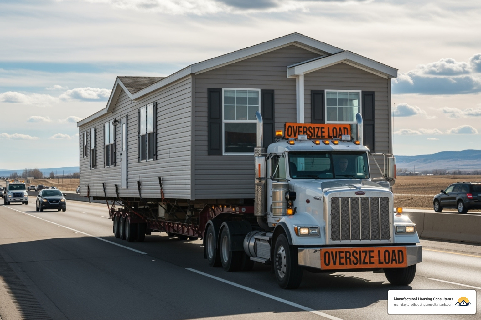 A manufactured home being transported, highlighting its mobility - repo mobile homes