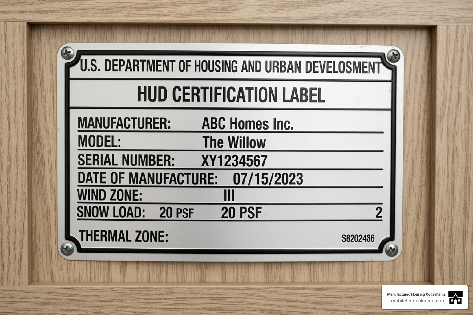HUD data plate - foreclosed mobile homes for sale near me HUD data plate - foreclosed mobile homes for sale near me