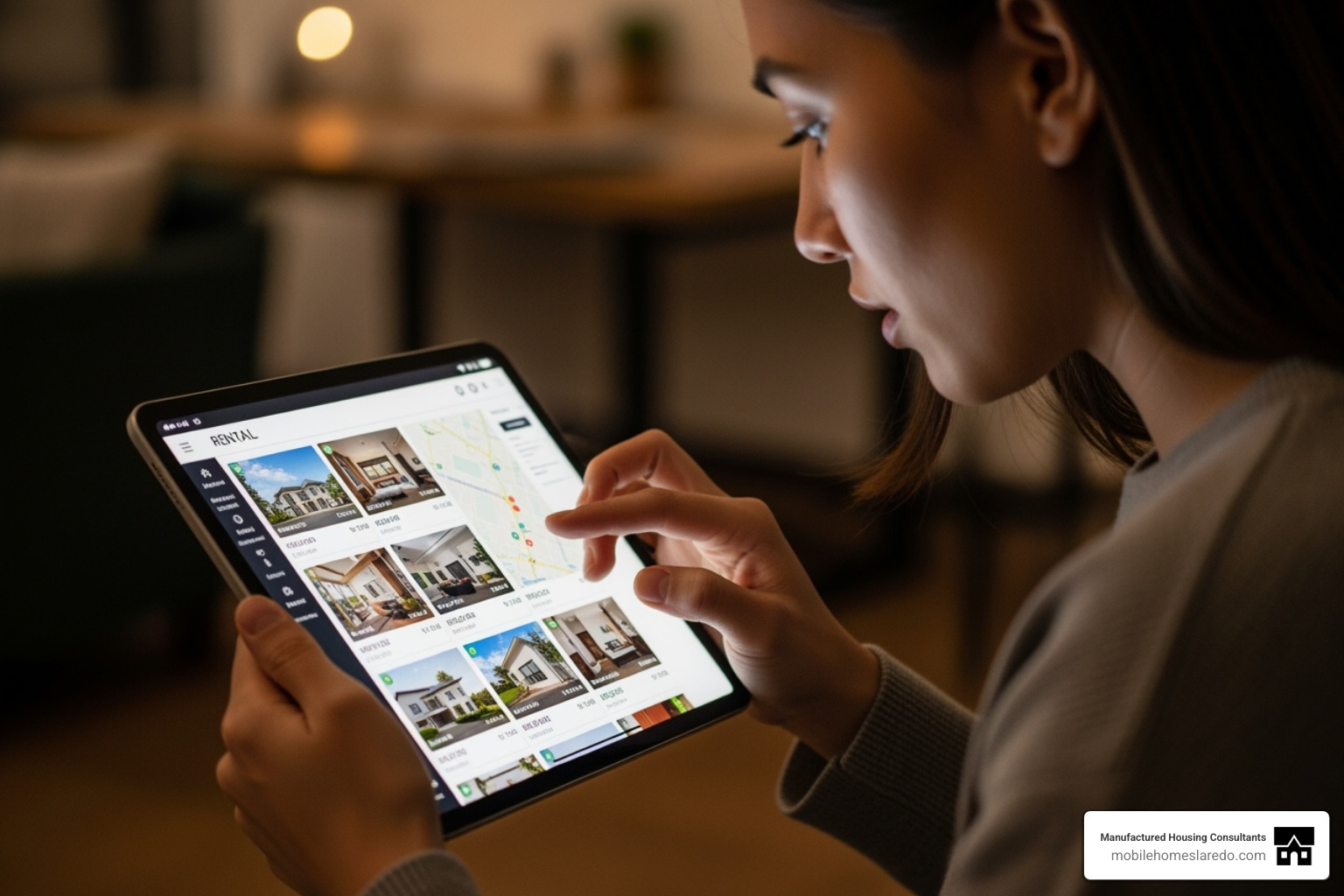 A person browsing rental listings on a tablet - mobile homes for rent in laredo texas A person browsing rental listings on a tablet - mobile homes for rent in laredo texas