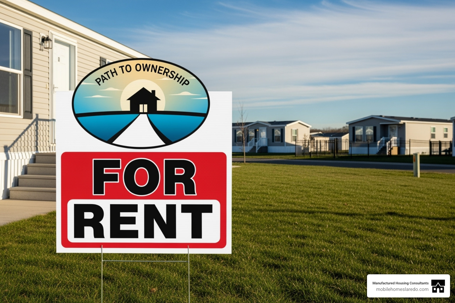 A "For Rent" sign with a "Path to Ownership" sticker - mobile homes for rent in laredo texas A "For Rent" sign with a "Path to Ownership" sticker - mobile homes for rent in laredo texas