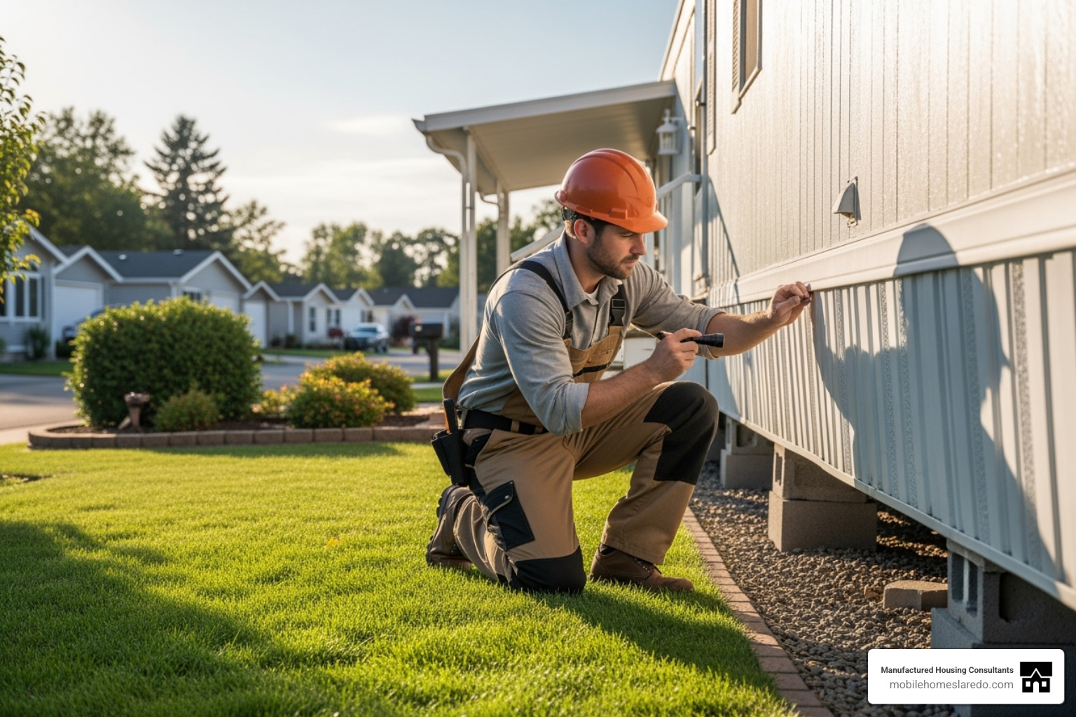 home inspector checking mobile home foundation - repo mobile homes for sale near me home inspector checking mobile home foundation - repo mobile homes for sale near me