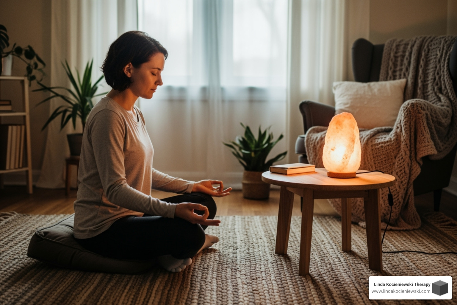 person meditating in safe room - how to release emotional trauma from body