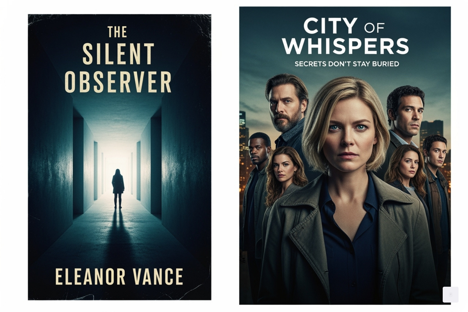 The Hunting Wives book cover next to a promotional image for the series - the hunting wives