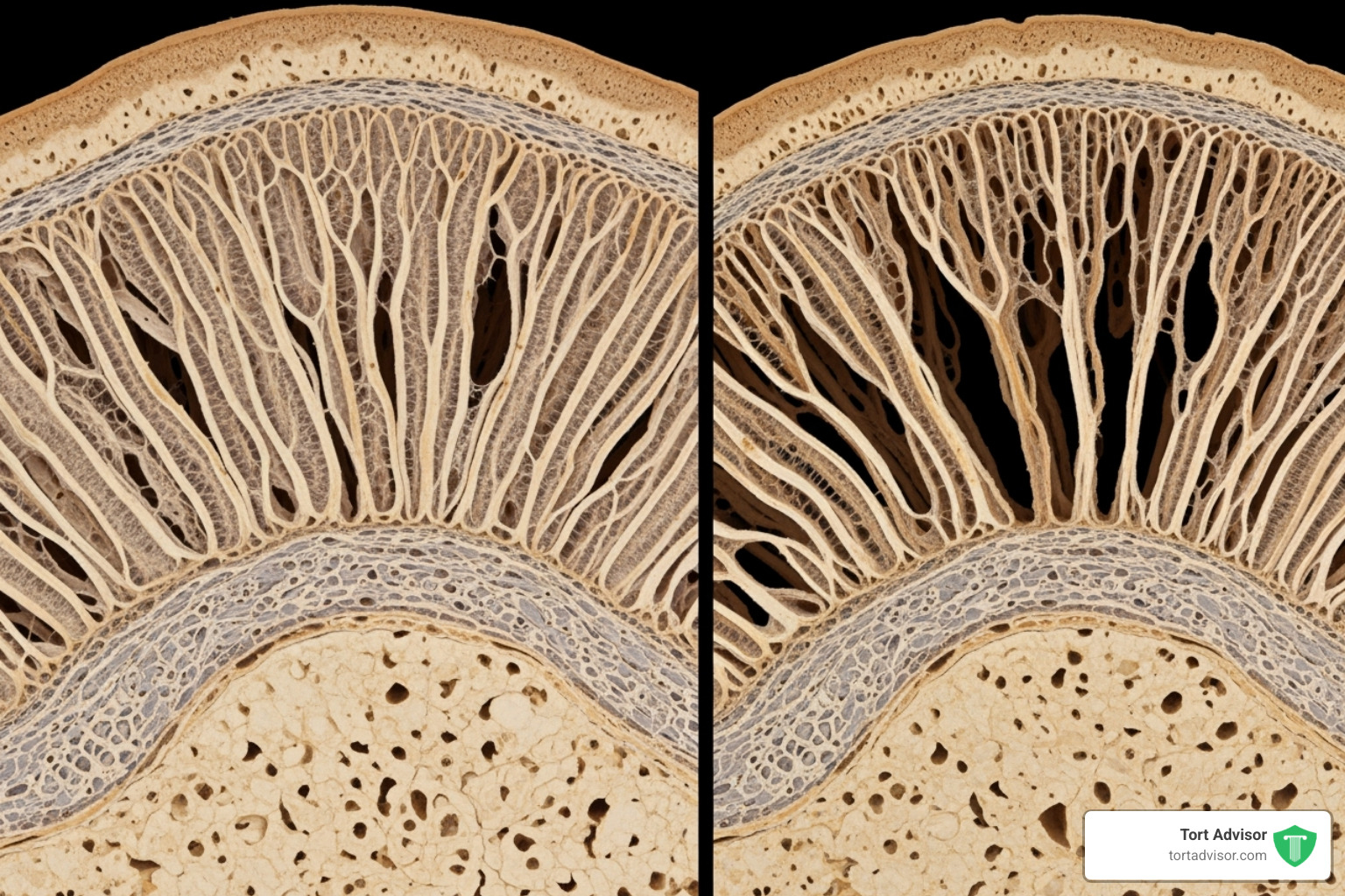 illustrating the difference between healthy bone and bone with osteoporosis - depo provera bone loss lawsuit