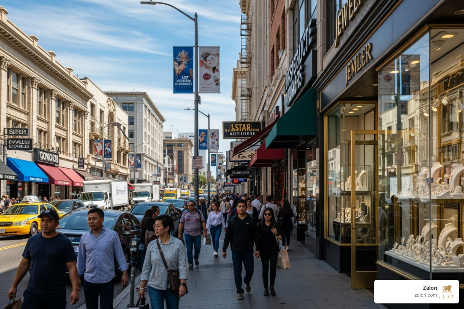 the busy Downtown Los Angeles Jewelry District - Engagement rings Los Angeles the busy Downtown Los Angeles Jewelry District - Engagement rings Los Angeles