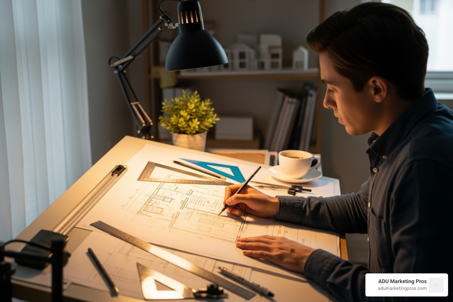 person sketching a tiny house design plan on a drafting table - tiny house living in southern california person sketching a tiny house design plan on a drafting table - tiny house living in southern california