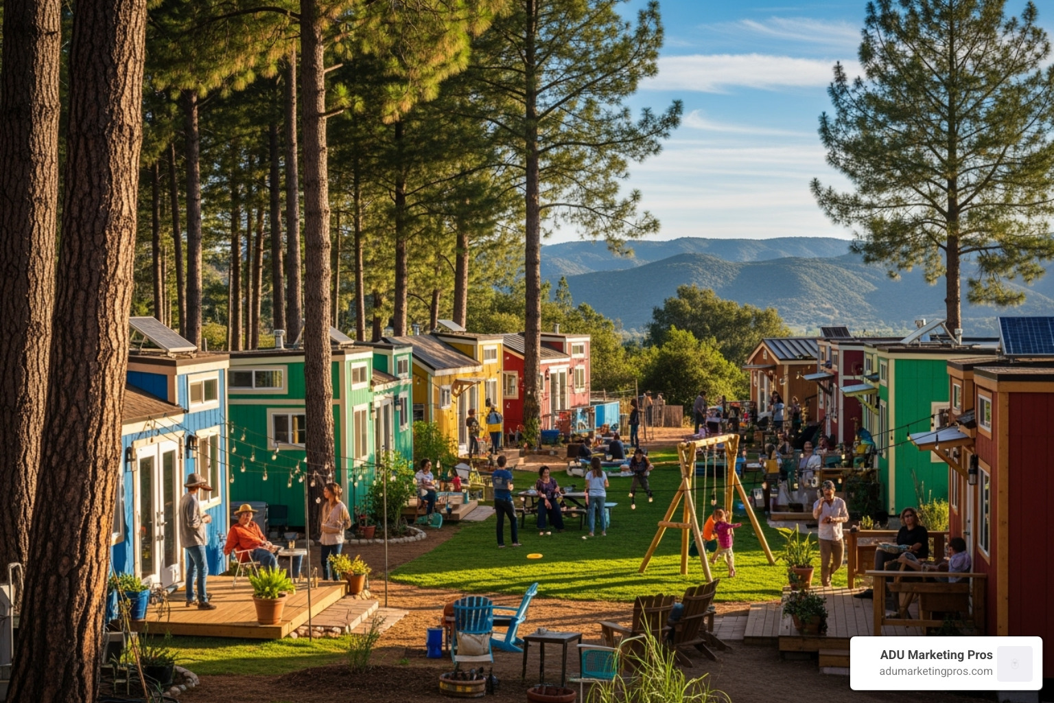 vibrant, community-focused Tiny House Block on Mount Laguna with residents enjoying outdoor spaces - tiny house living in southern california vibrant, community-focused Tiny House Block on Mount Laguna with residents enjoying outdoor spaces - tiny house living in southern california