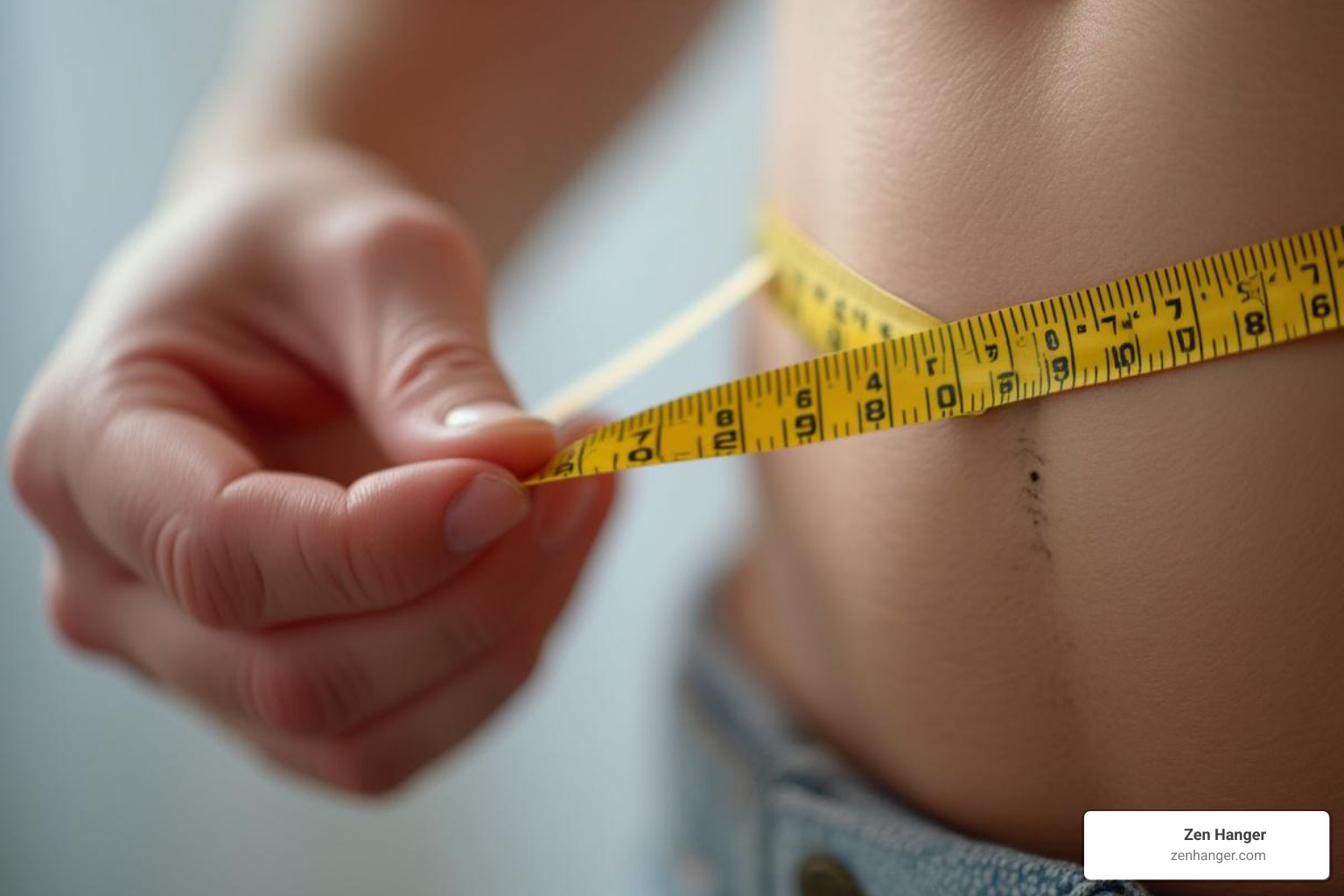 Image of a person correctly measuring penis girth with a soft tape measure - intermediate girth penis exercises