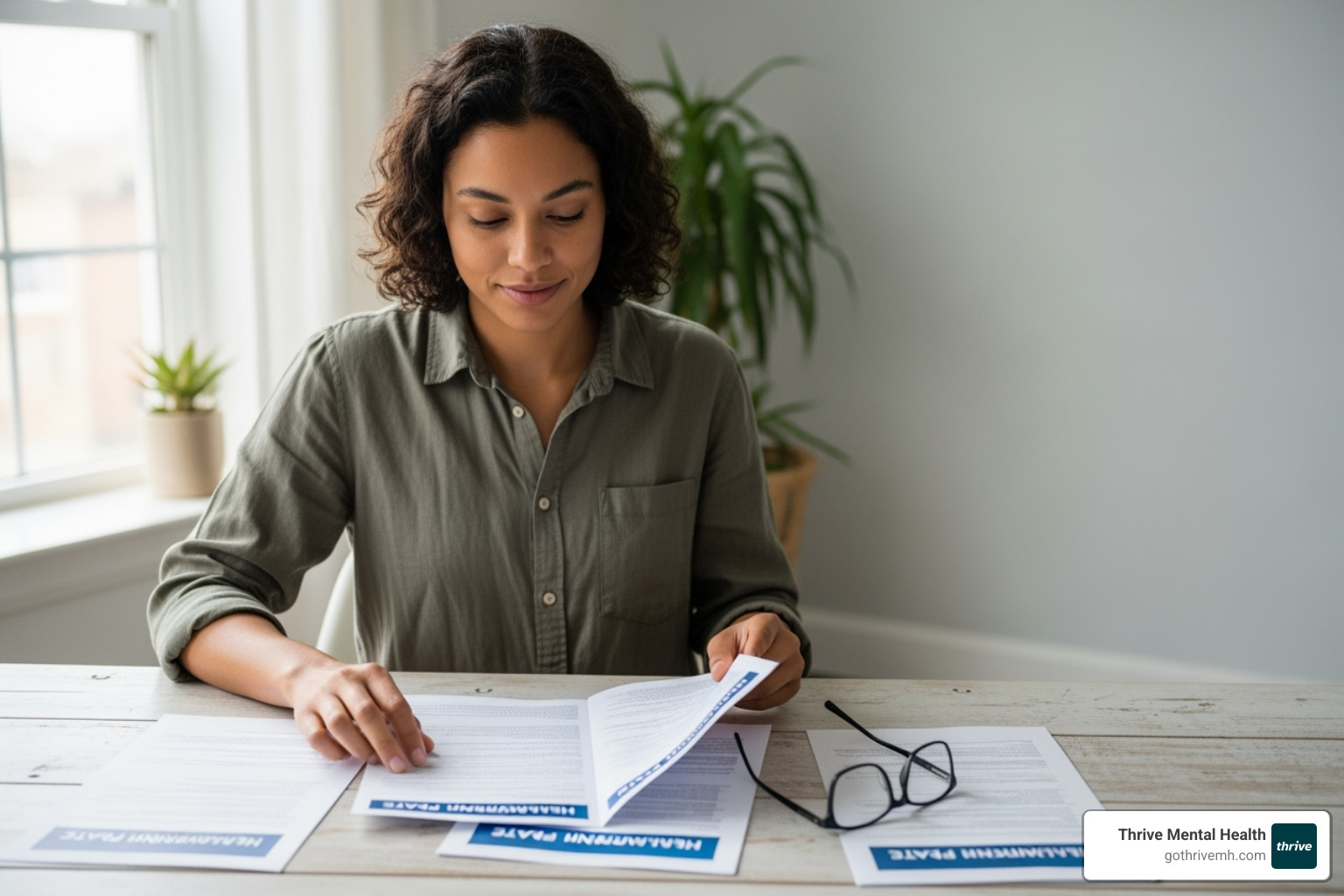 person comparing health plan documents - health insurance with mental health coverage