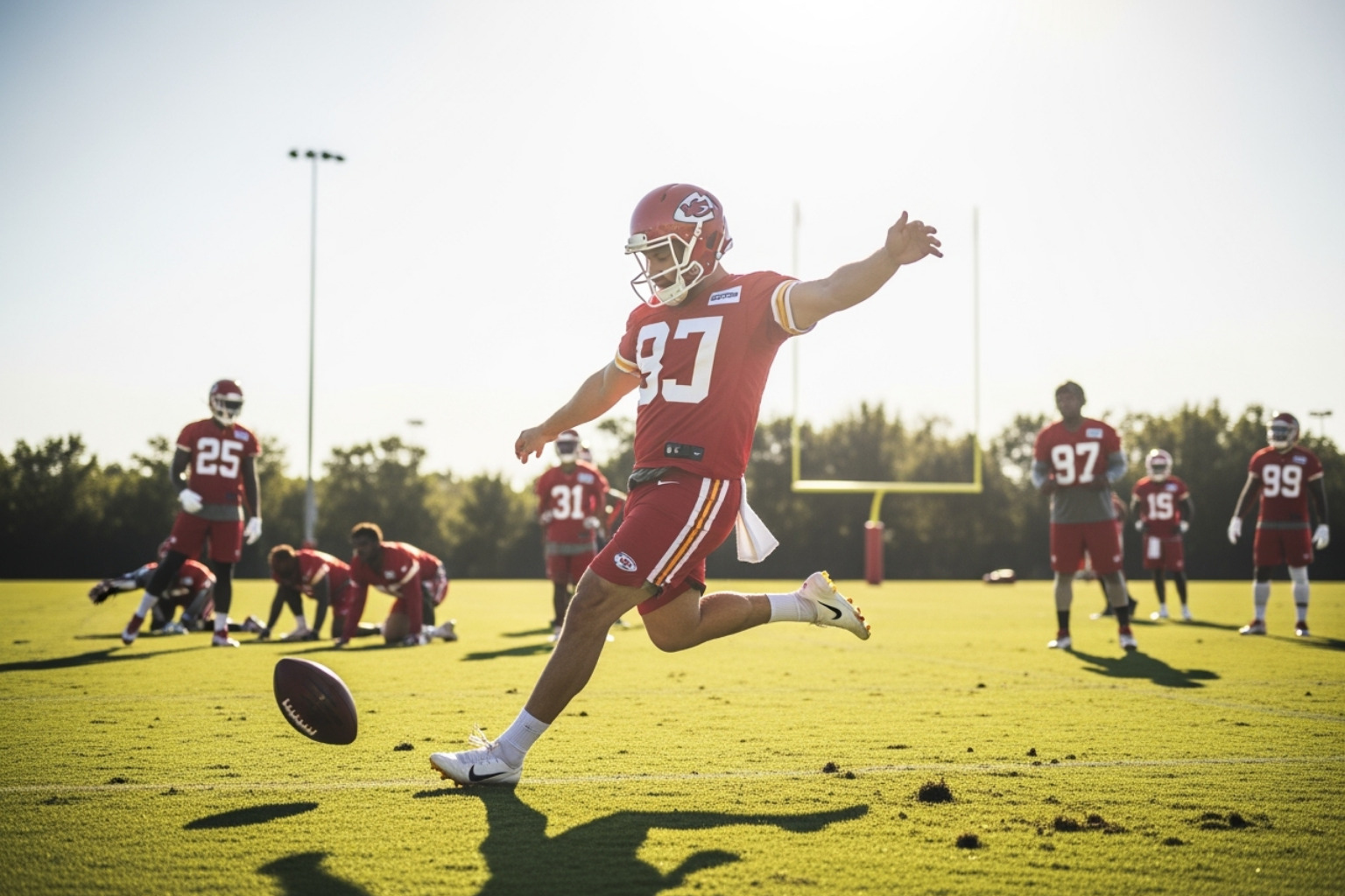 Matt Araiza during a Kansas City Chiefs practice - matt araiza