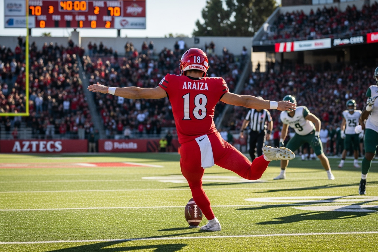 Matt Araiza punting for San Diego State Aztecs - matt araiza