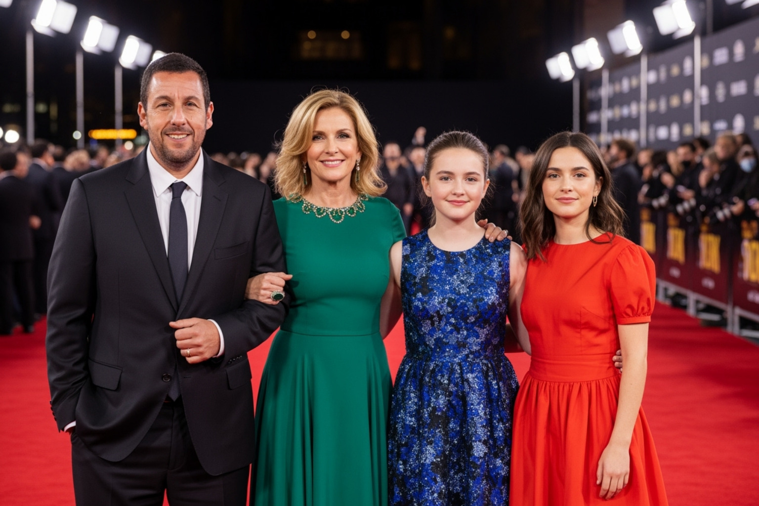 The full Sandler family at a red carpet event - sunny sandler