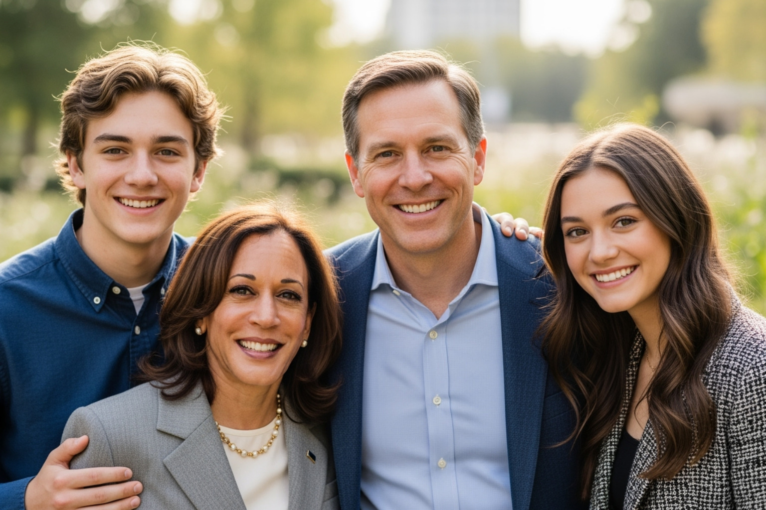 Douglas Emhoff with his wife Kamala Harris and children Cole and Ella - douglas emhoff