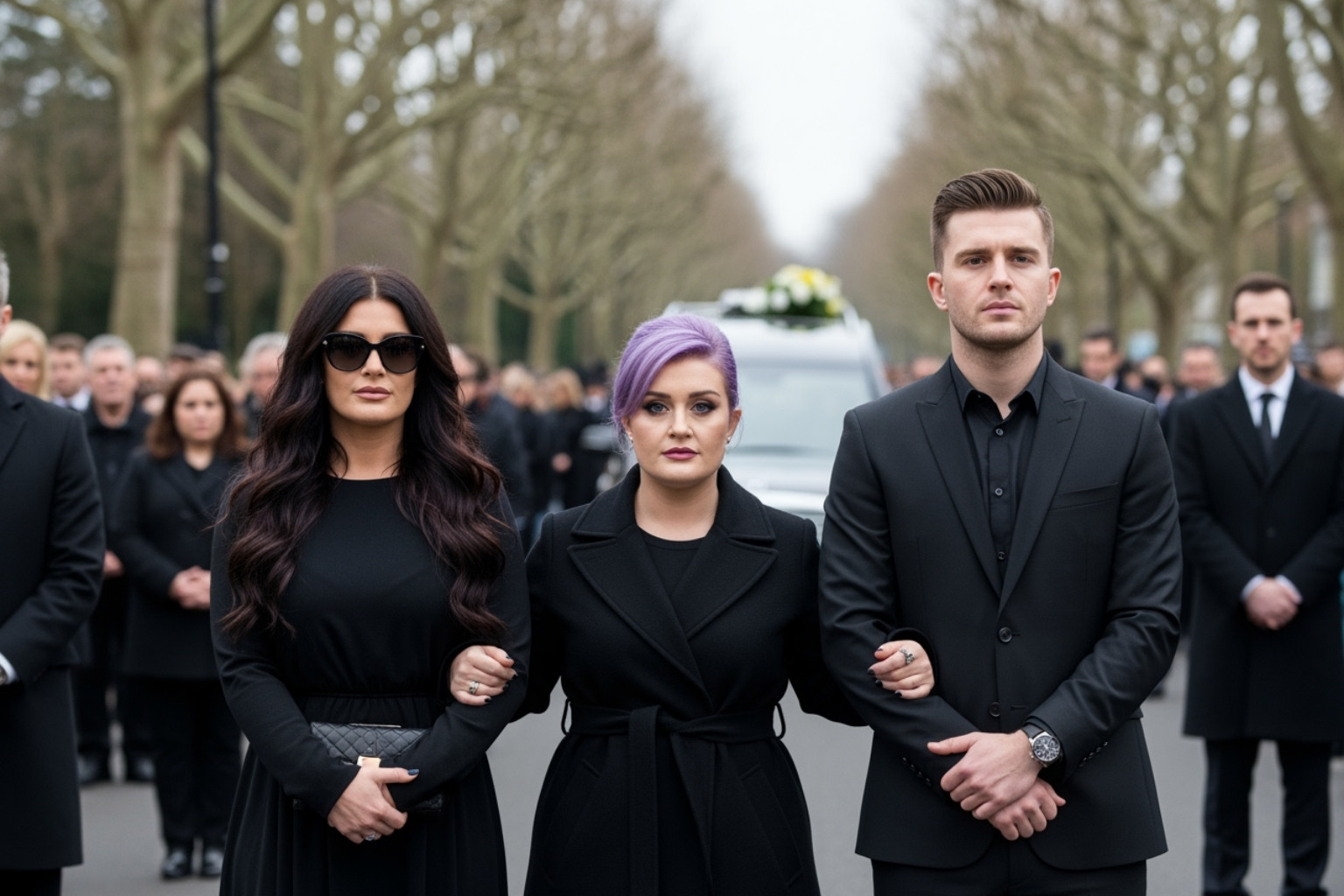 Aimee, Kelly, and Jack Osbourne at their father Ozzy's funeral procession, a rare public appearance together - aimee osbourne