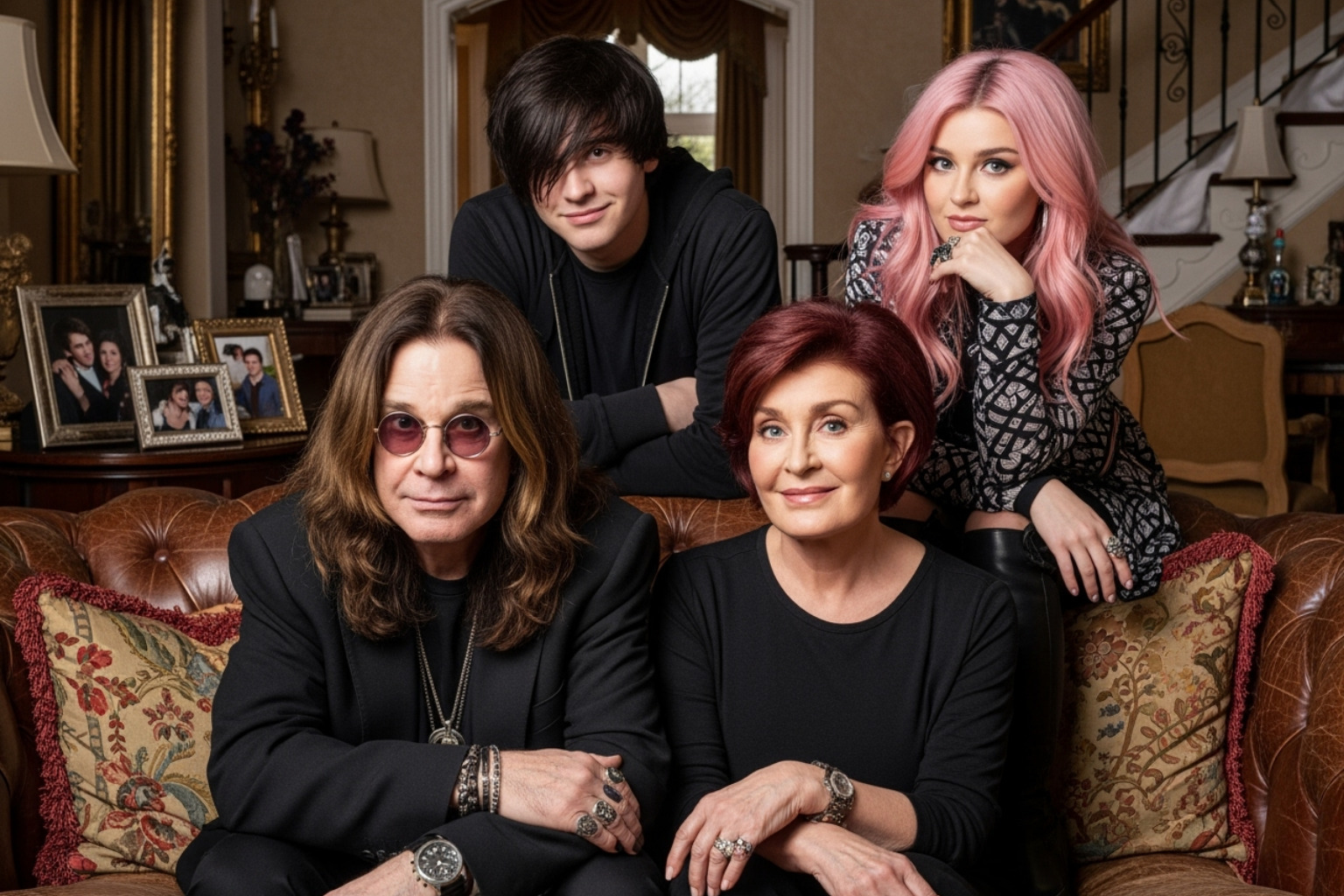 The cast of 'The Osbournes' reality show, featuring Ozzy, Sharon, Kelly, and Jack, but notably without Aimee - aimee osbourne