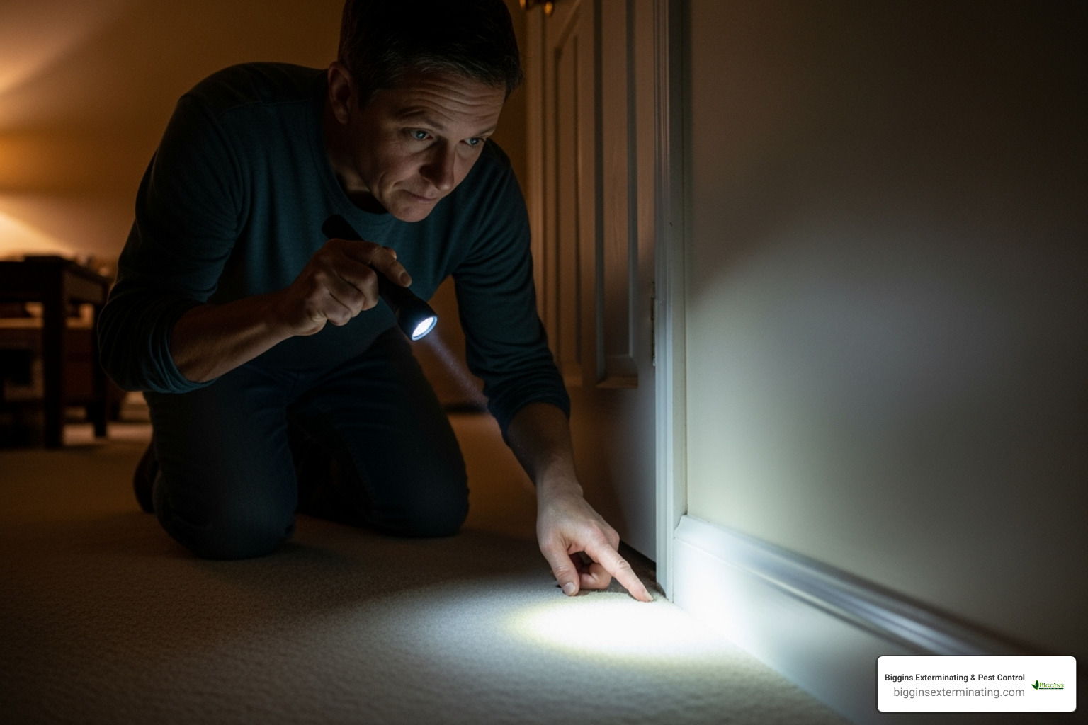 Homeowner inspecting for ants - exterminate carpenter ants