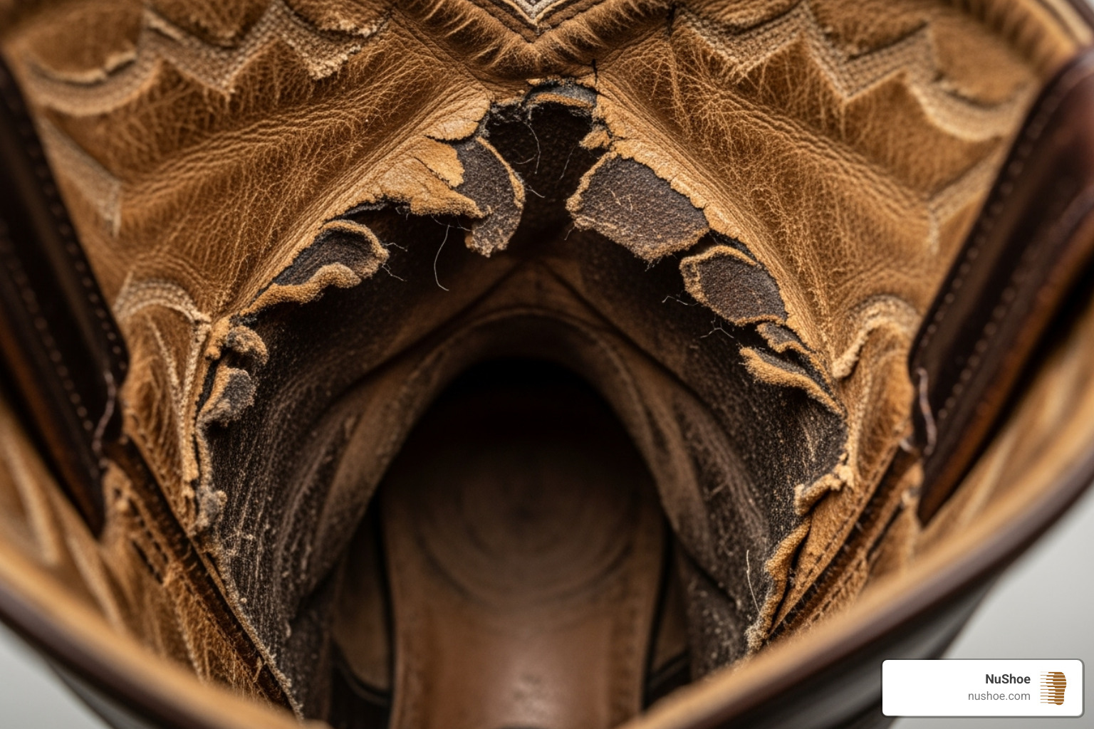 torn leather lining boot - Cowboy boot lining repair