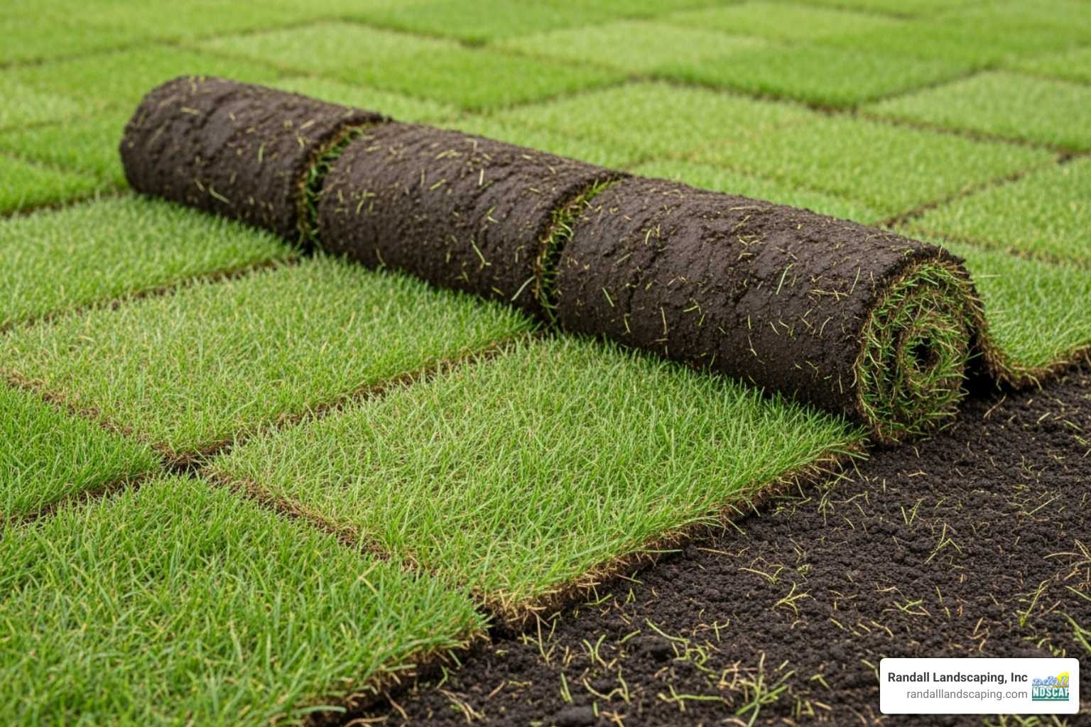 sod being laid in a staggered brick pattern - grass sod installation