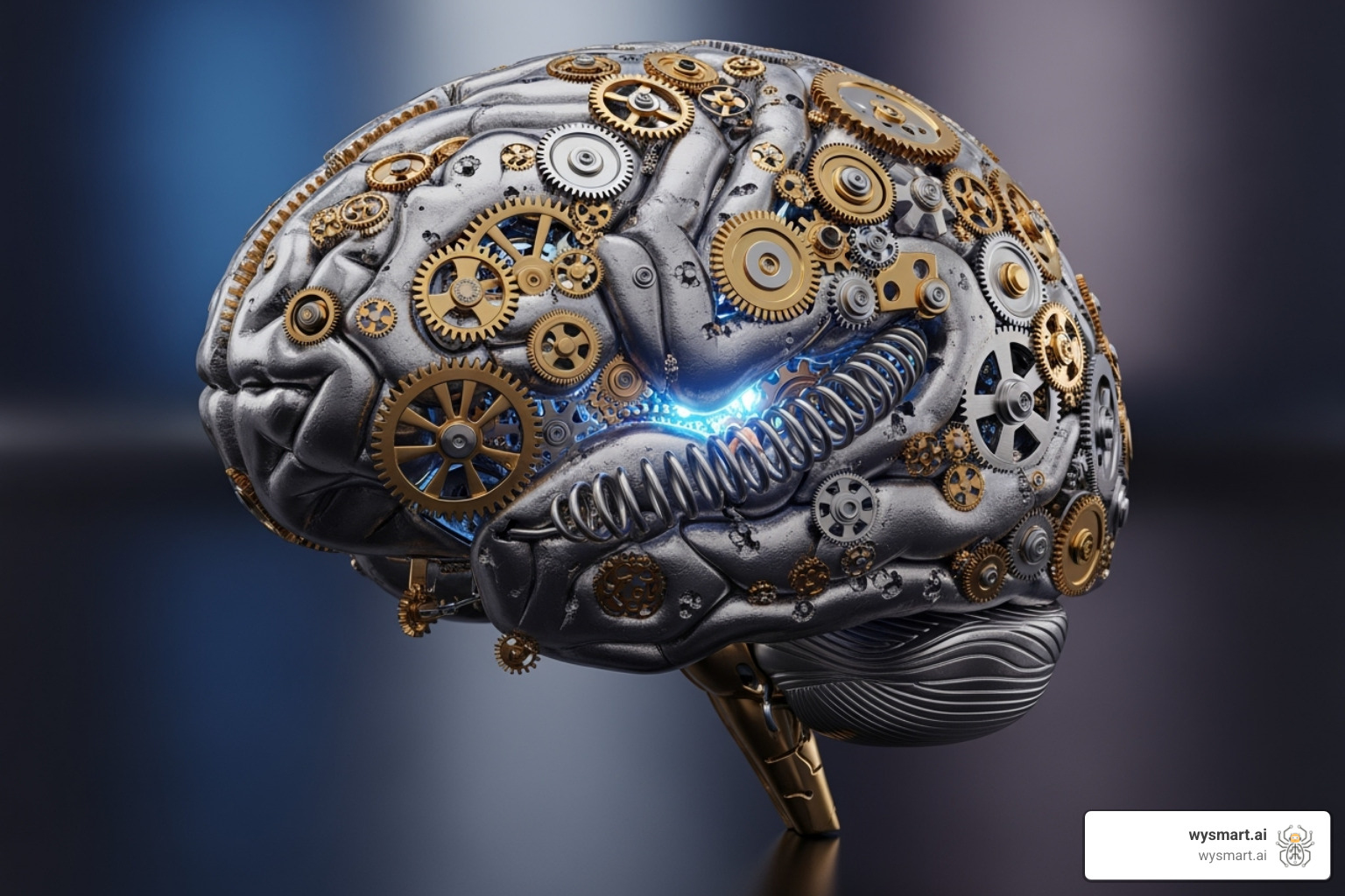 Brain with interconnected gears, representing the synergy of AI and hyperautomation - rpa in bpo industry Brain with interconnected gears, representing the synergy of AI and hyperautomation - rpa in bpo industry
