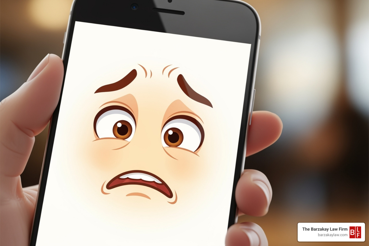A smartphone displaying a "deactivated account" message on the Uber driver app, with a worried expression on the screen reflecting the driver's distress - lawyer uber driver