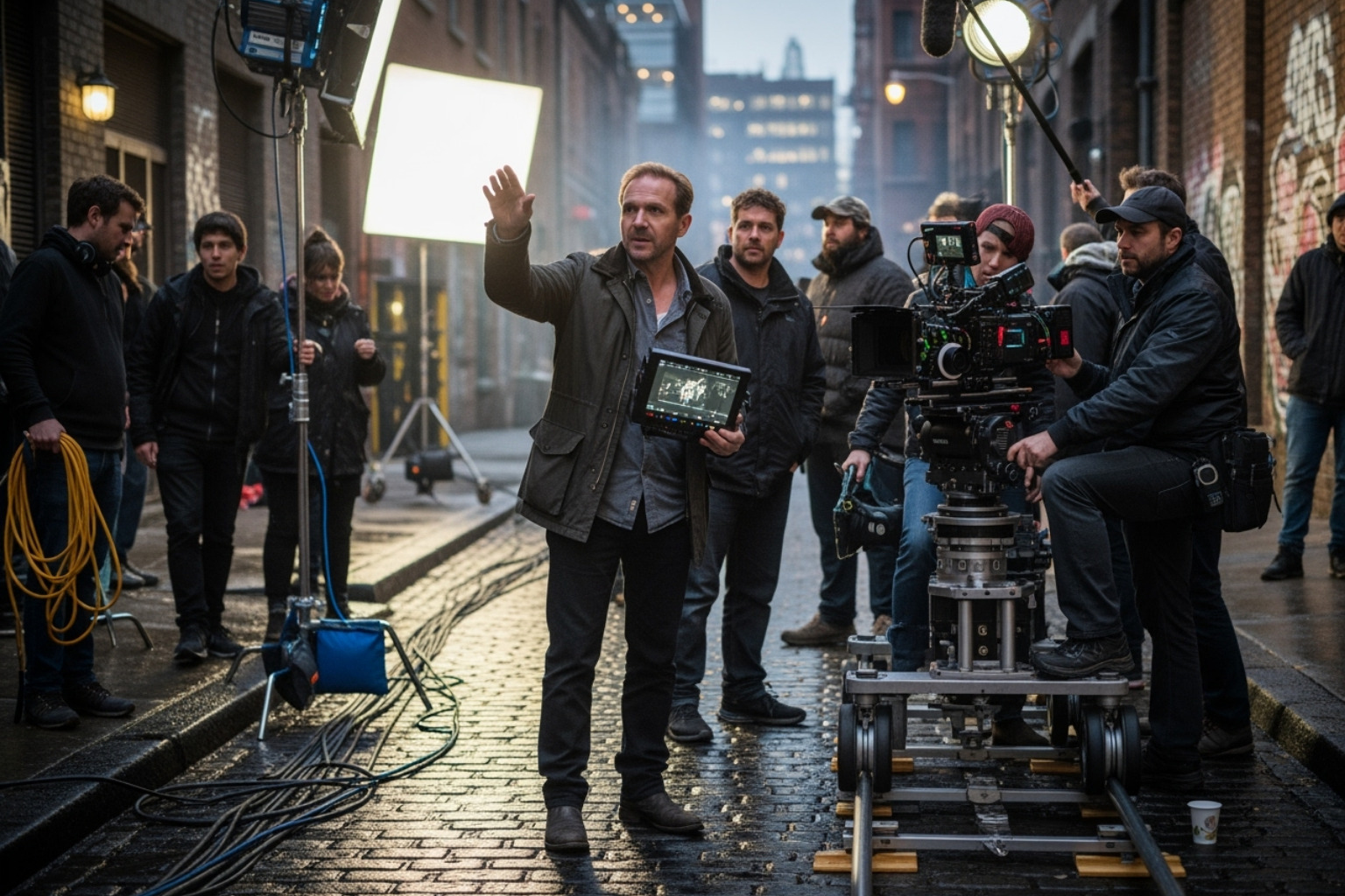 Ralph Fiennes directing on the set of 'Coriolanus' - ralph fiennes movies