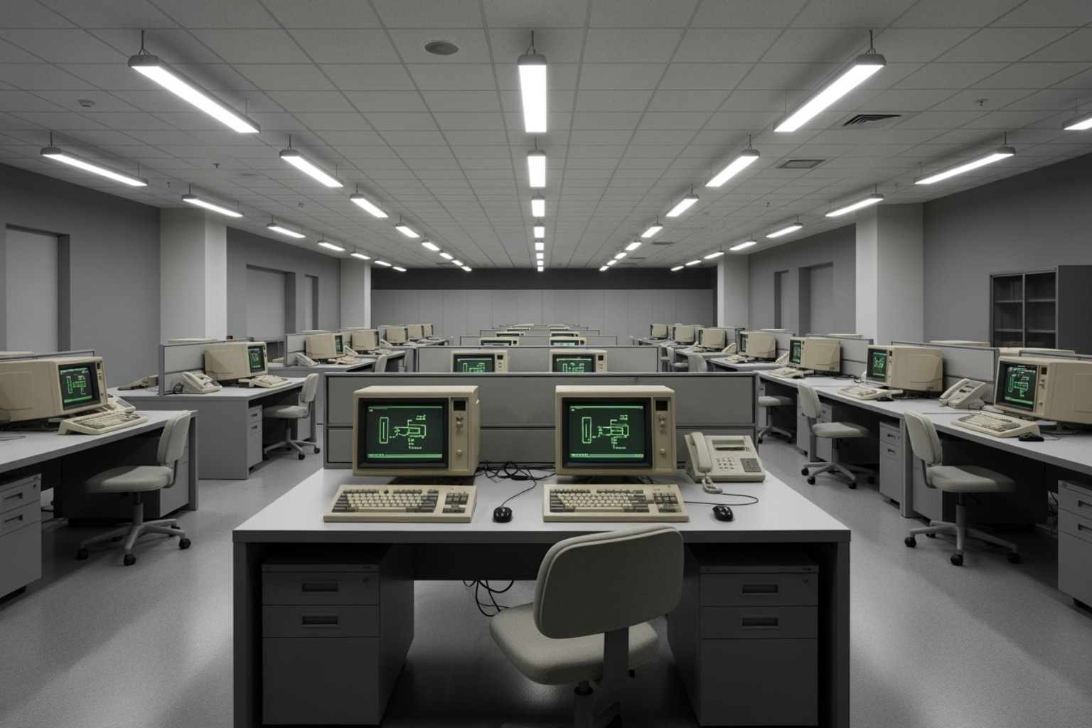 Macrodata Refinement office set -  cast of severance