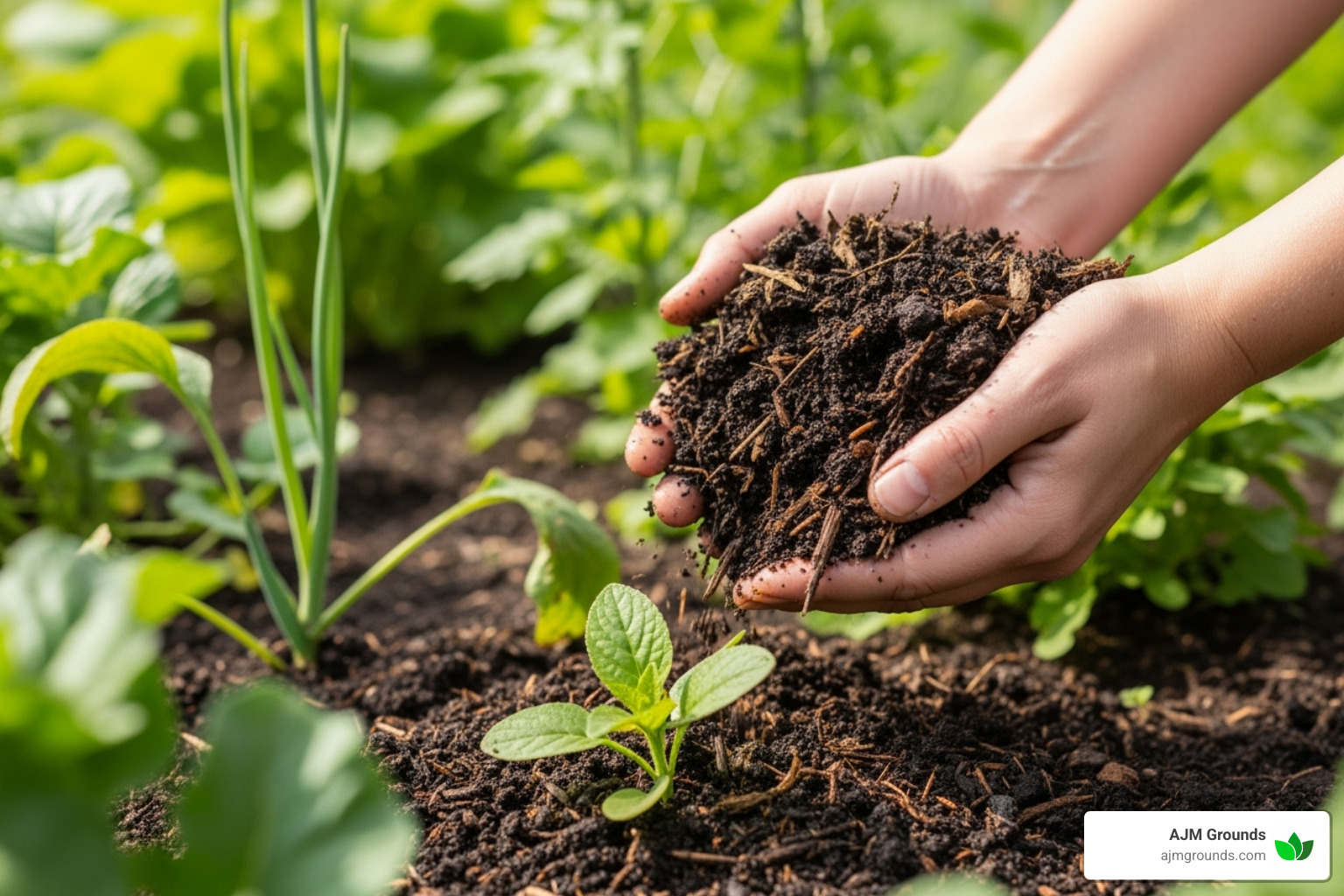 rich, dark compost being added to a garden bed - general garden maintenance rich, dark compost being added to a garden bed - general garden maintenance