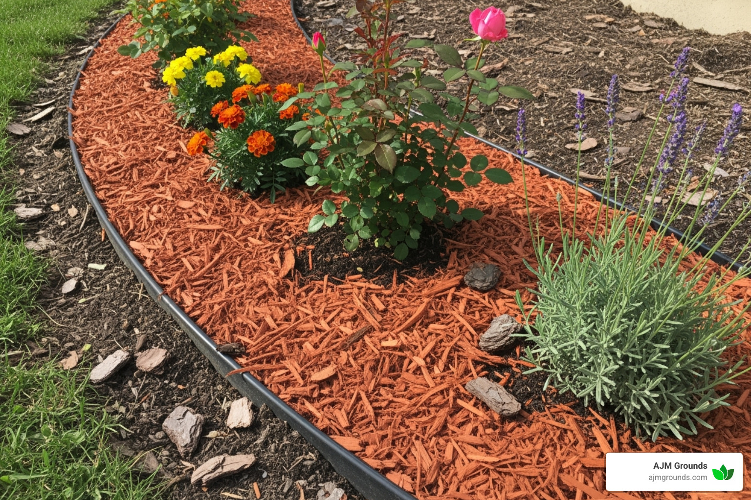 a freshly mulched garden bed around plants - general garden maintenance a freshly mulched garden bed around plants - general garden maintenance