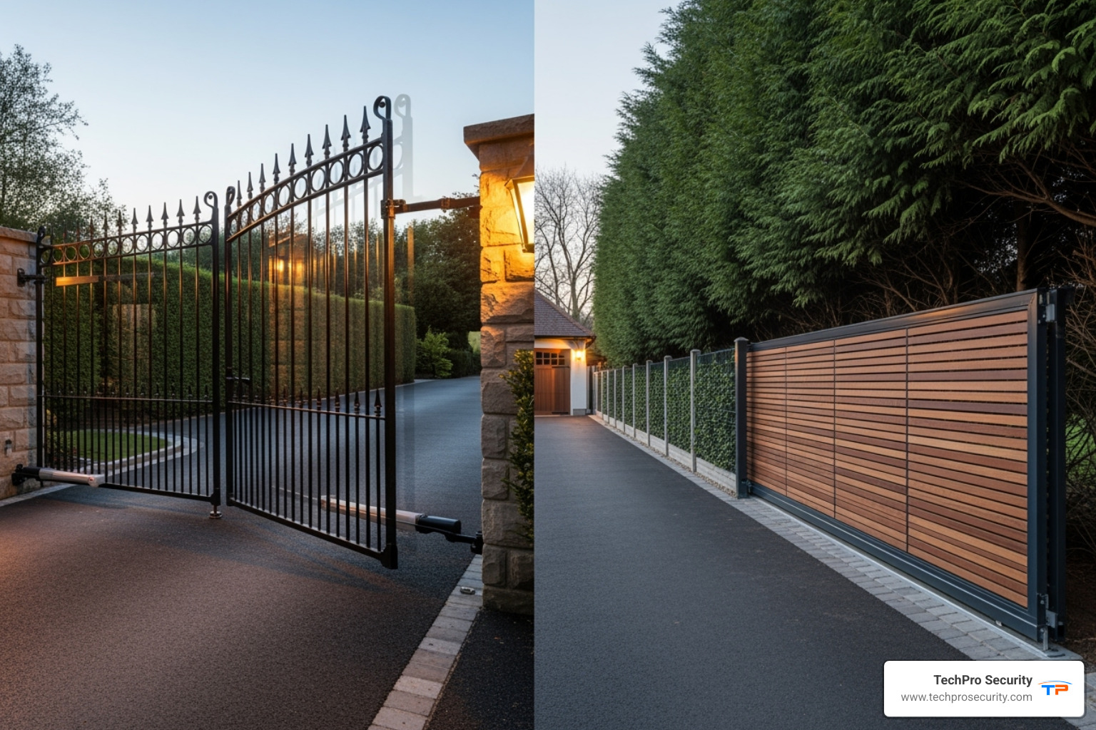 difference in movement between a swing gate and a slide gate - electric driveway gates
