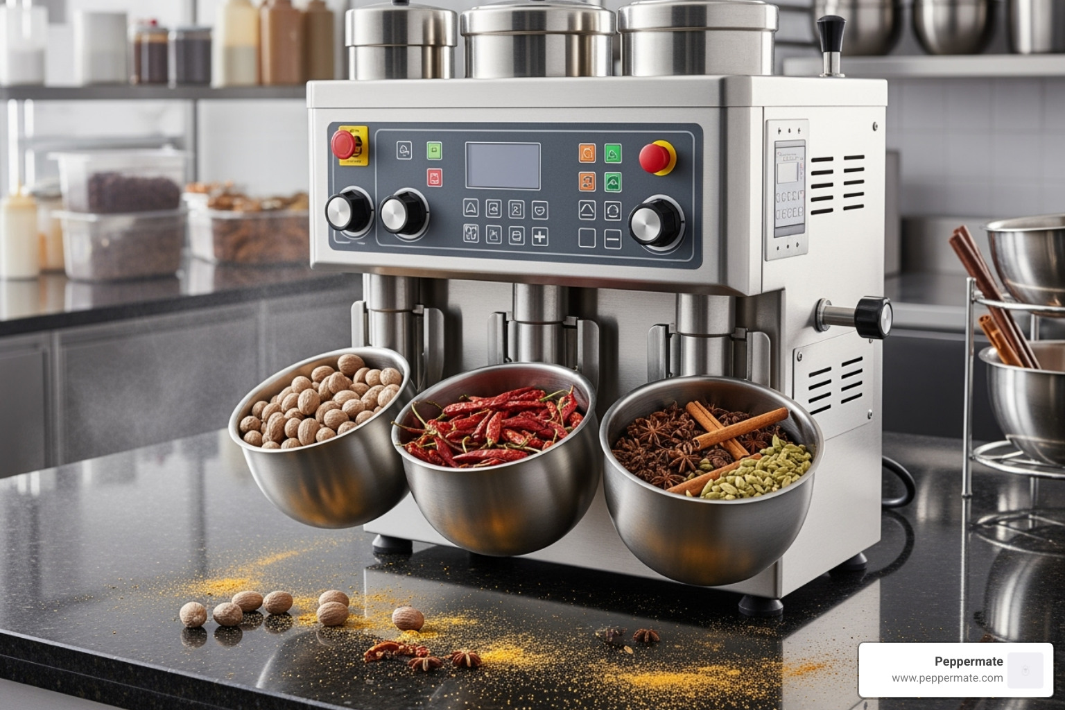 Large, professional-style Peppermate grinder with multiple bowls - Professional spice grinder