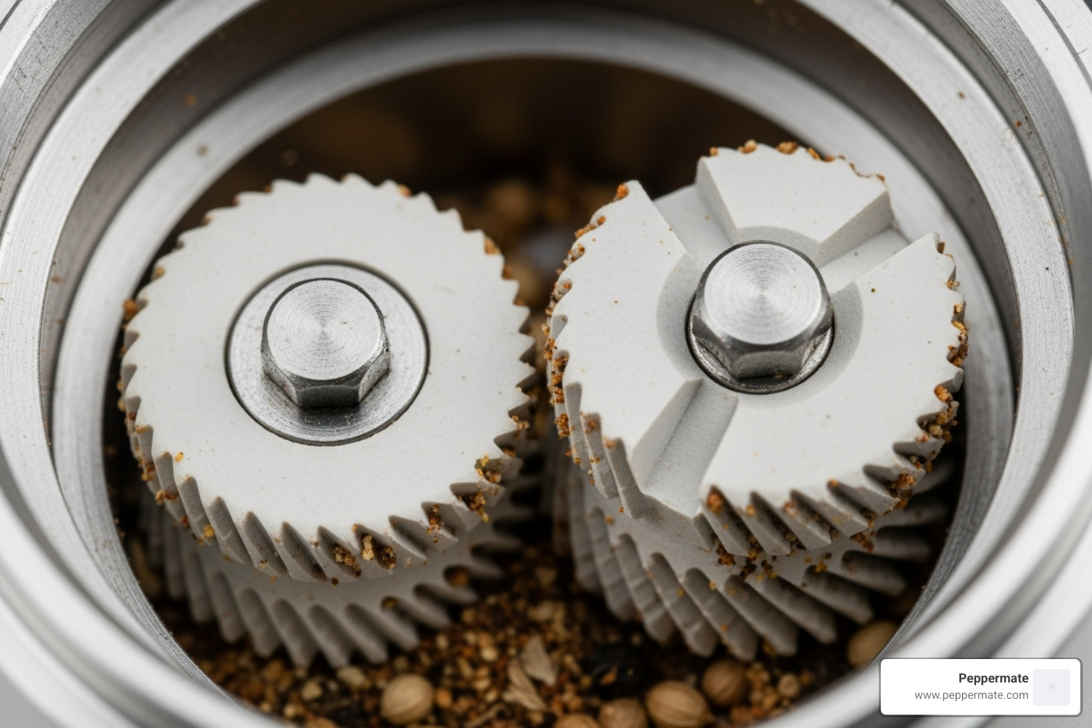 High-quality Peppermate spice grinder's internal ceramic mechanism - Professional spice grinder